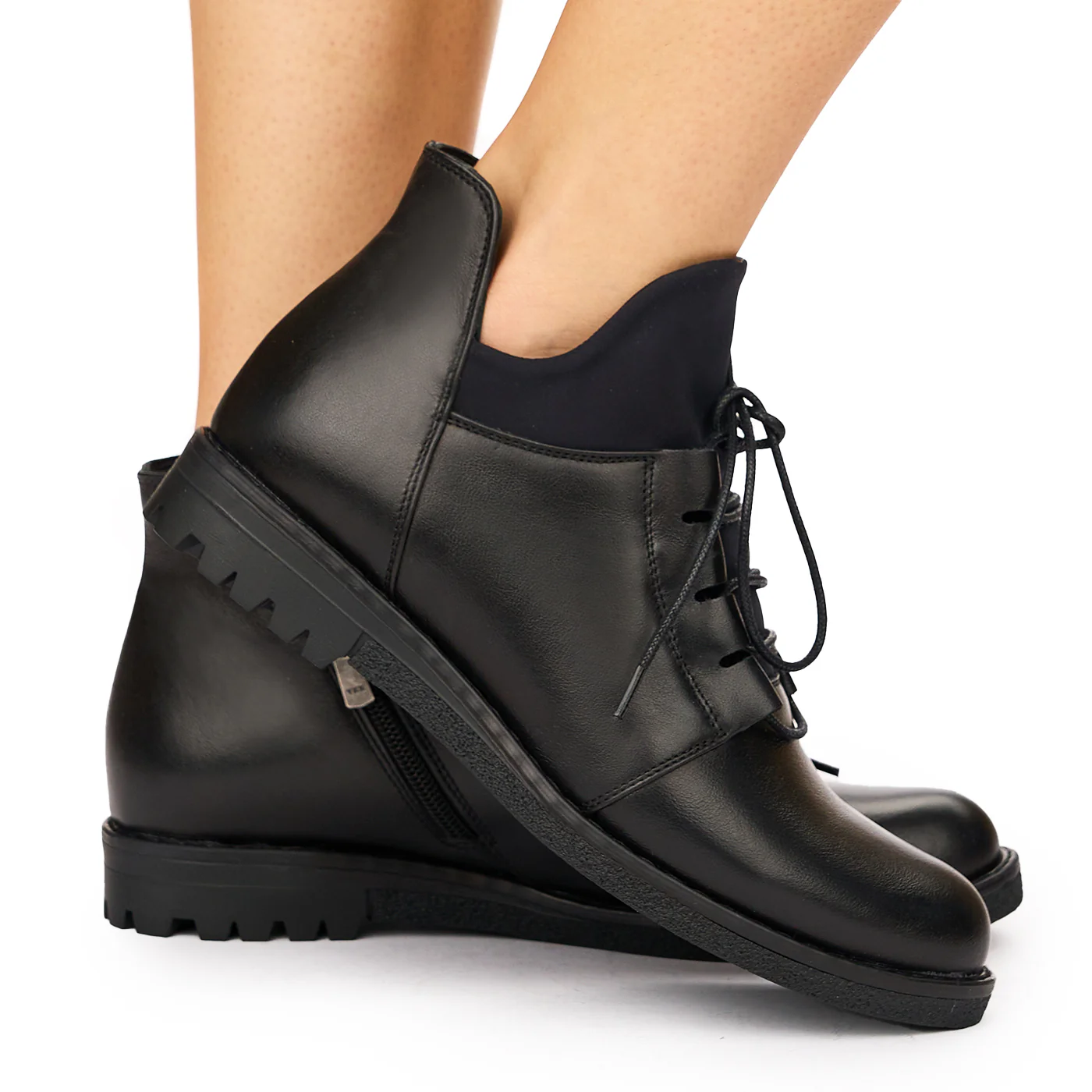 Ghete de Dama cu Blana din Piele Naturala Neagra 3905