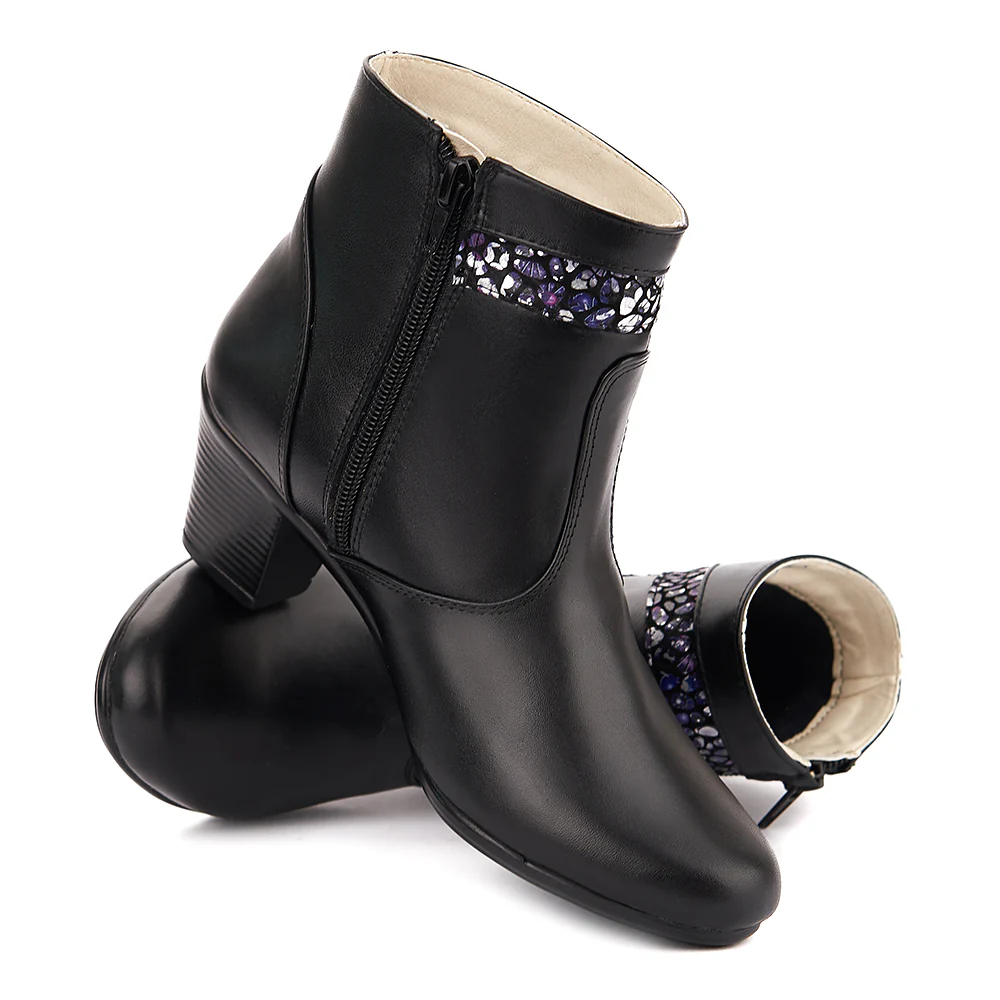 Ghete de Dama cu Toc 6 Cm din Piele Naturala Casual 12571 - Image 4