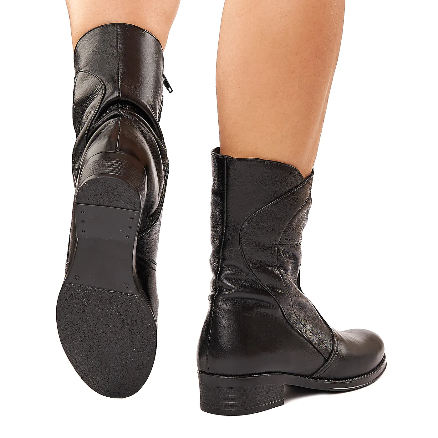 Ghete de Iarna Dama cu Blana din Piele Naturala Neagra 3309 - Image 4
