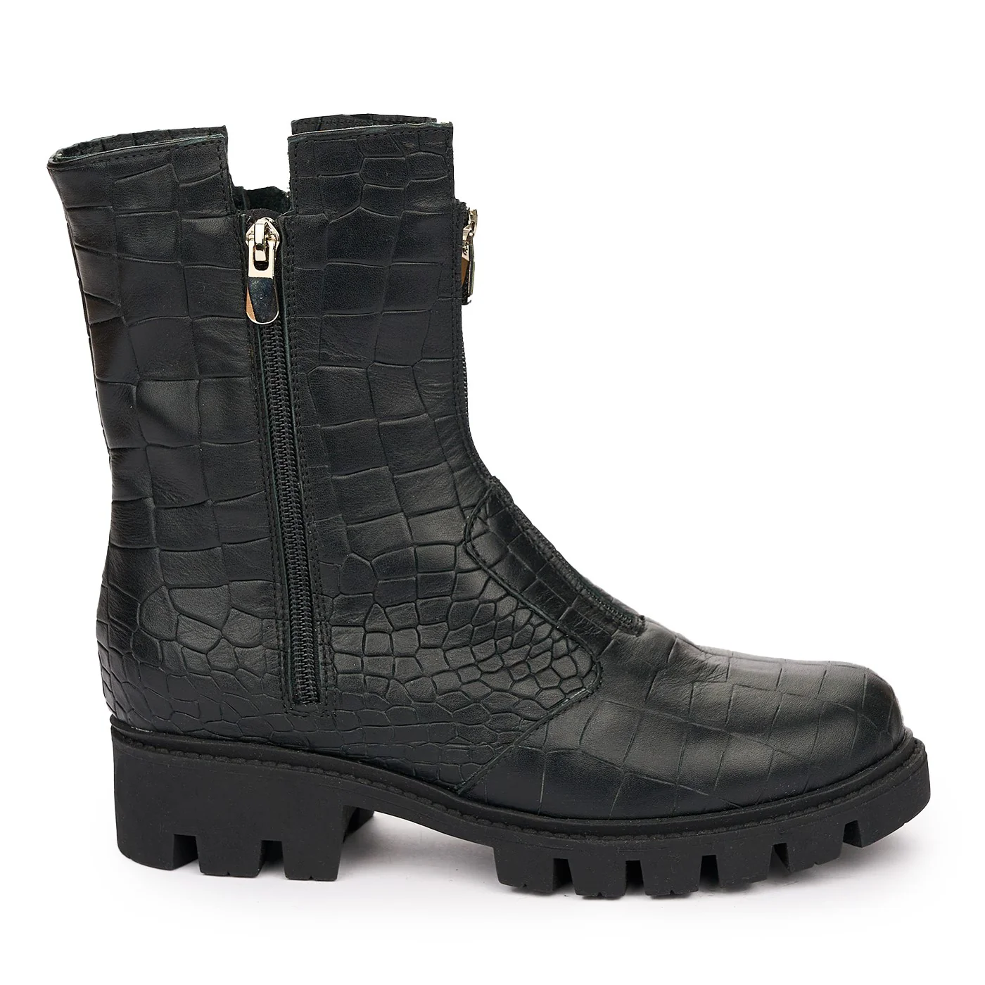 Ghete de Iarna Piele Dama cu Toc Casual Negre 12234