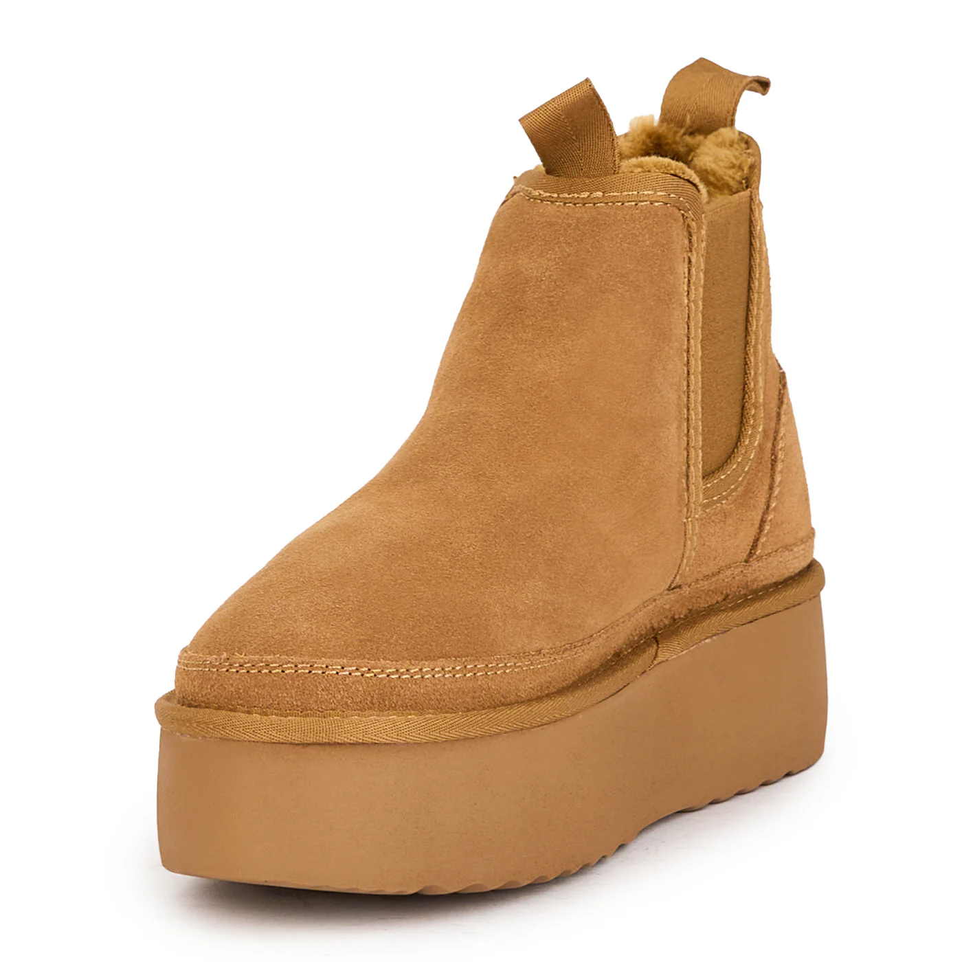 Ghete de zapada din piele naturala portocaliu-caramiziu cu platforma 5 cm 17229 - Image 3