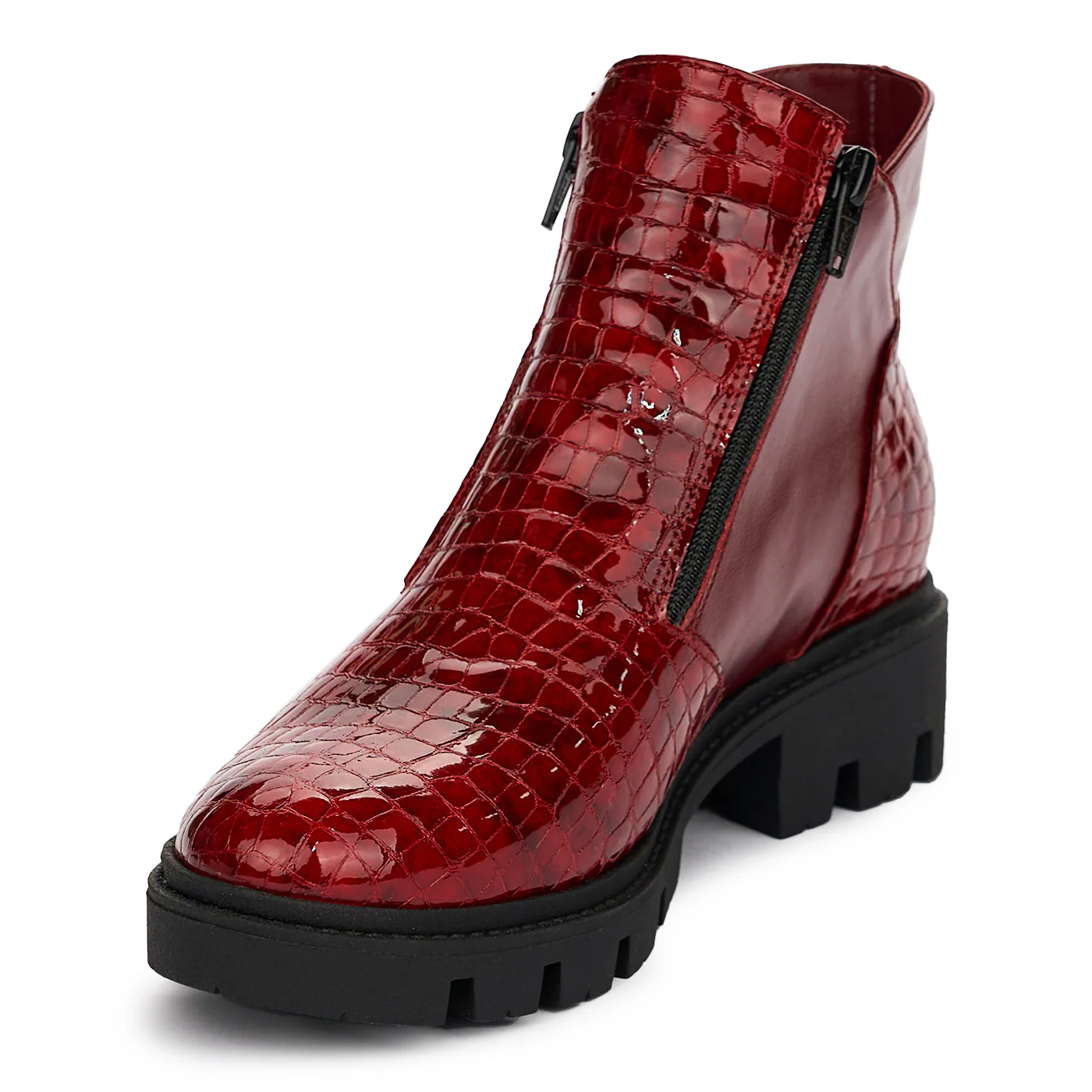 Ghete din Piele Lacuita Dama cu Fermoar 12564 - Image 3