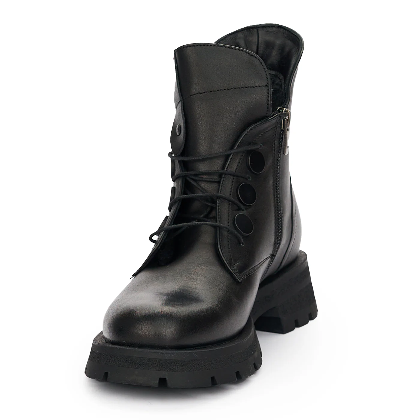 Ghete din Piele Naturala Imblanite Dama Negre Casual 12441 - Image 3