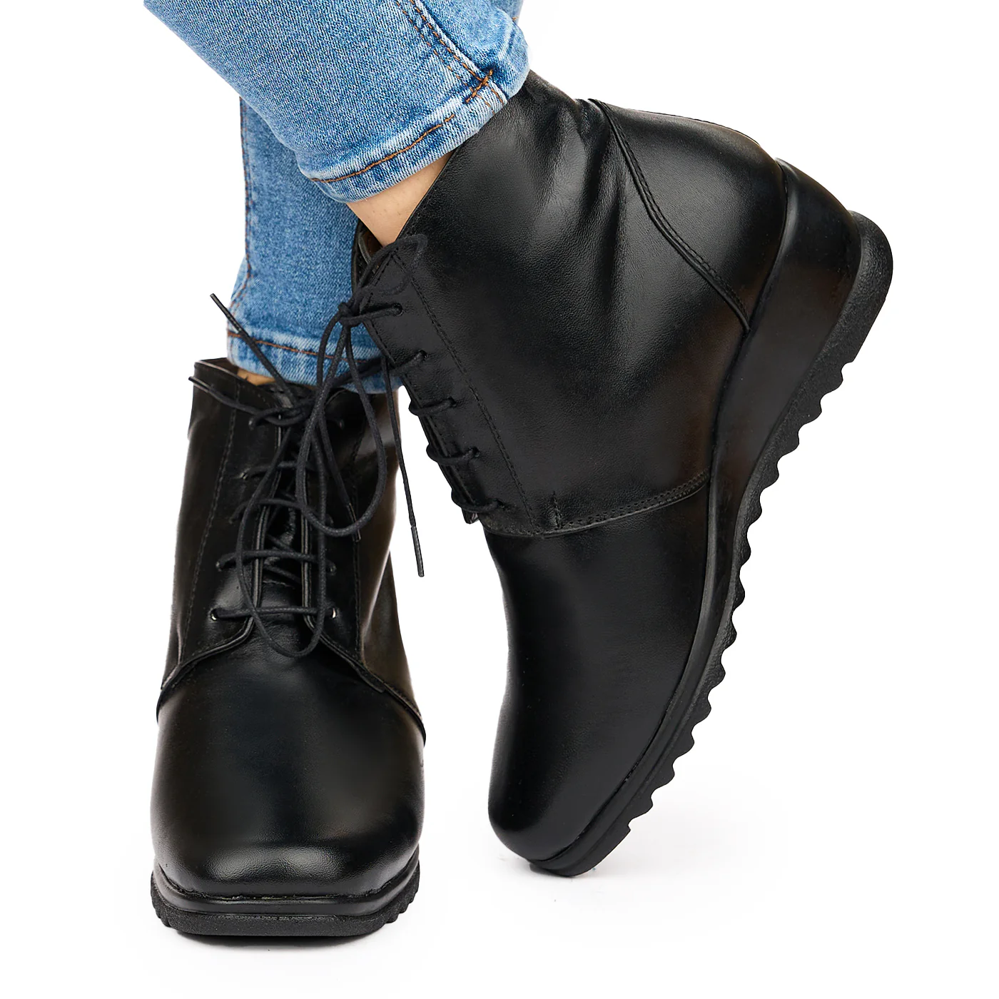 Ghete din piele naturala neagra 3812 - Image 3