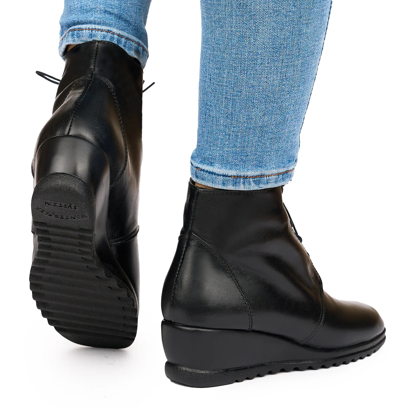 Ghete din piele naturala neagra 3812 - Image 4