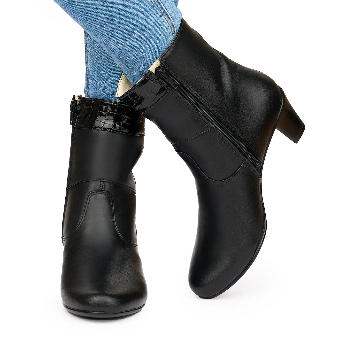 Ghete din piele naturala negre 3813 - Image 3
