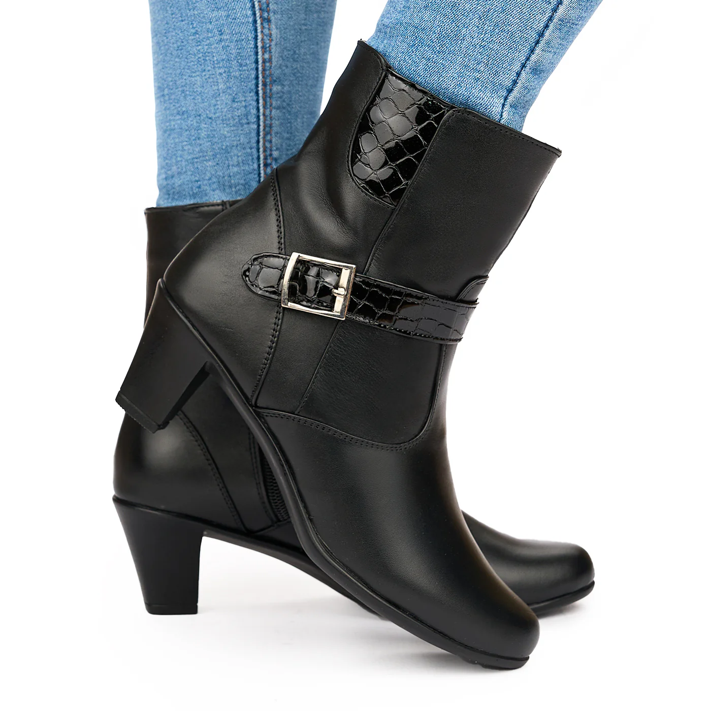 Ghete din piele naturala negre 3815