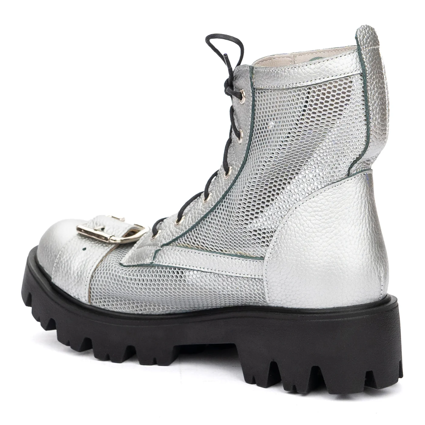 Ghete Gri Dama Casual din Piele Naturala 8675 - Image 3