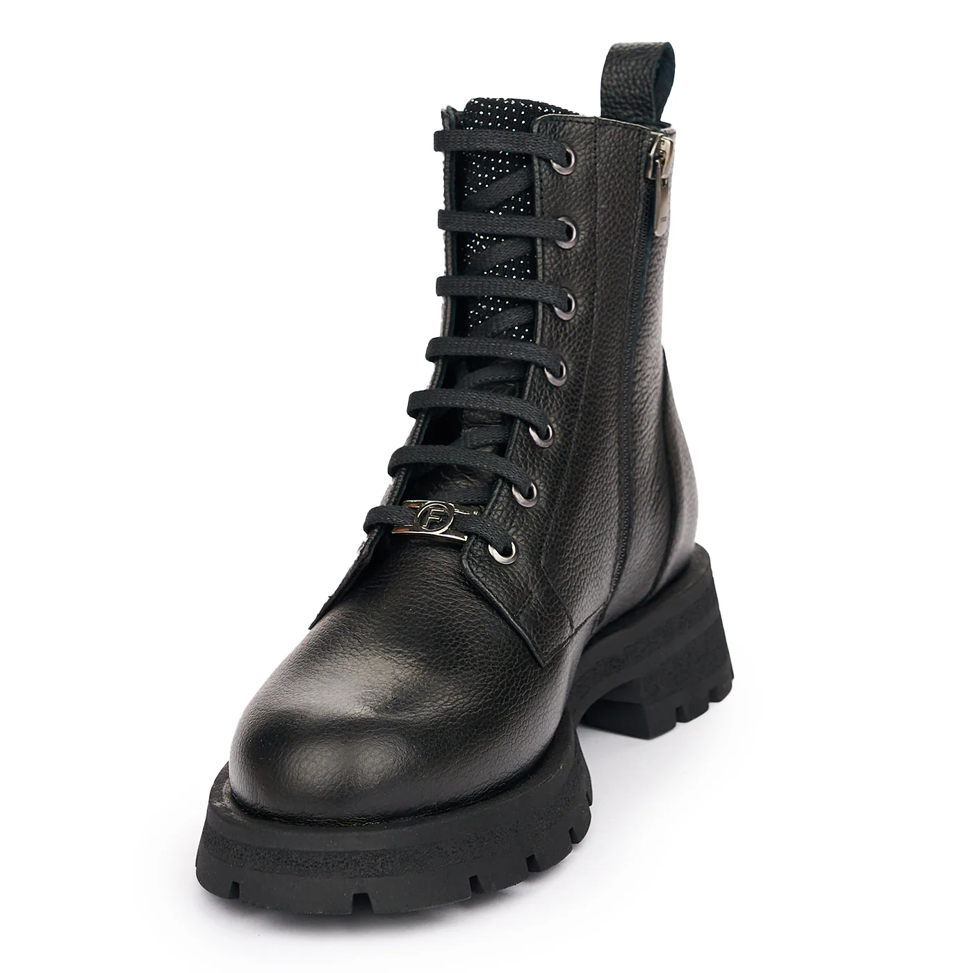 Ghete Iarna Dama Piele Naturala Casual cu Siret Negre 12061 - Image 3