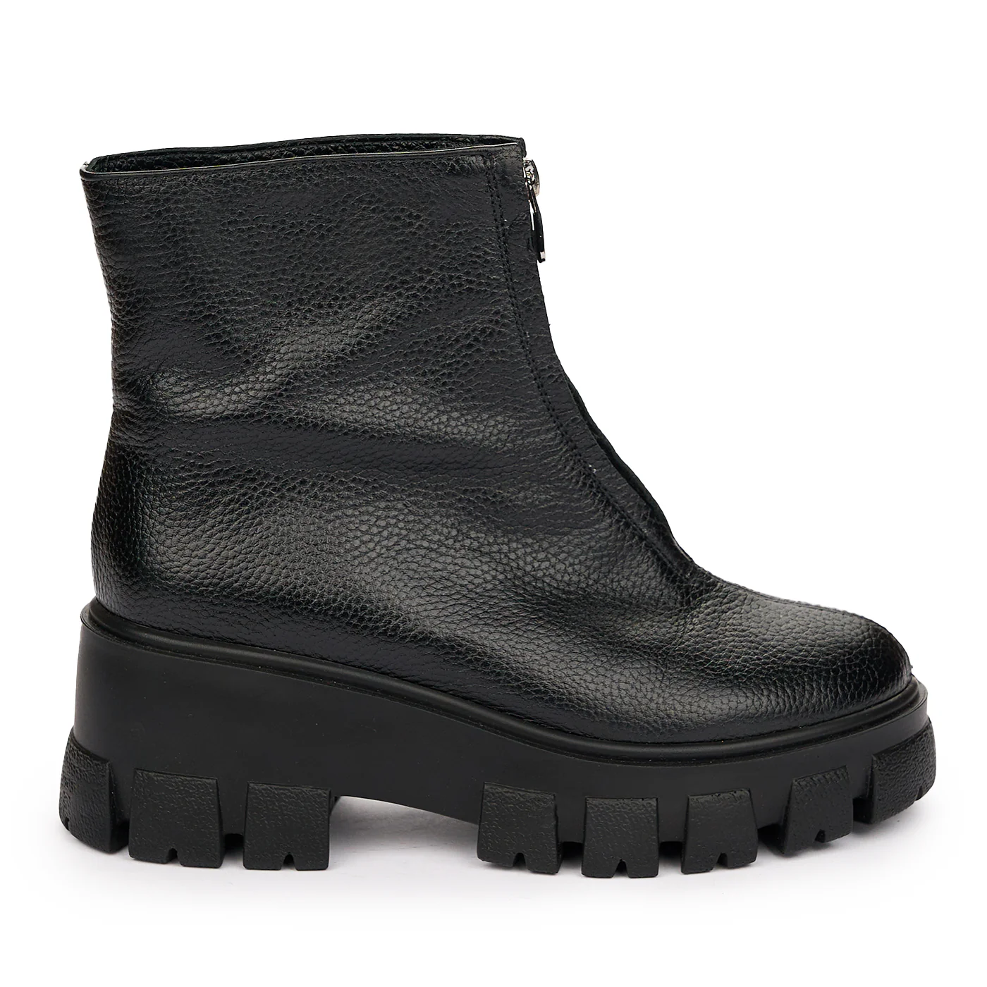 Ghete Iarna Piele Dama cu Fermoar Negre Casual 12241