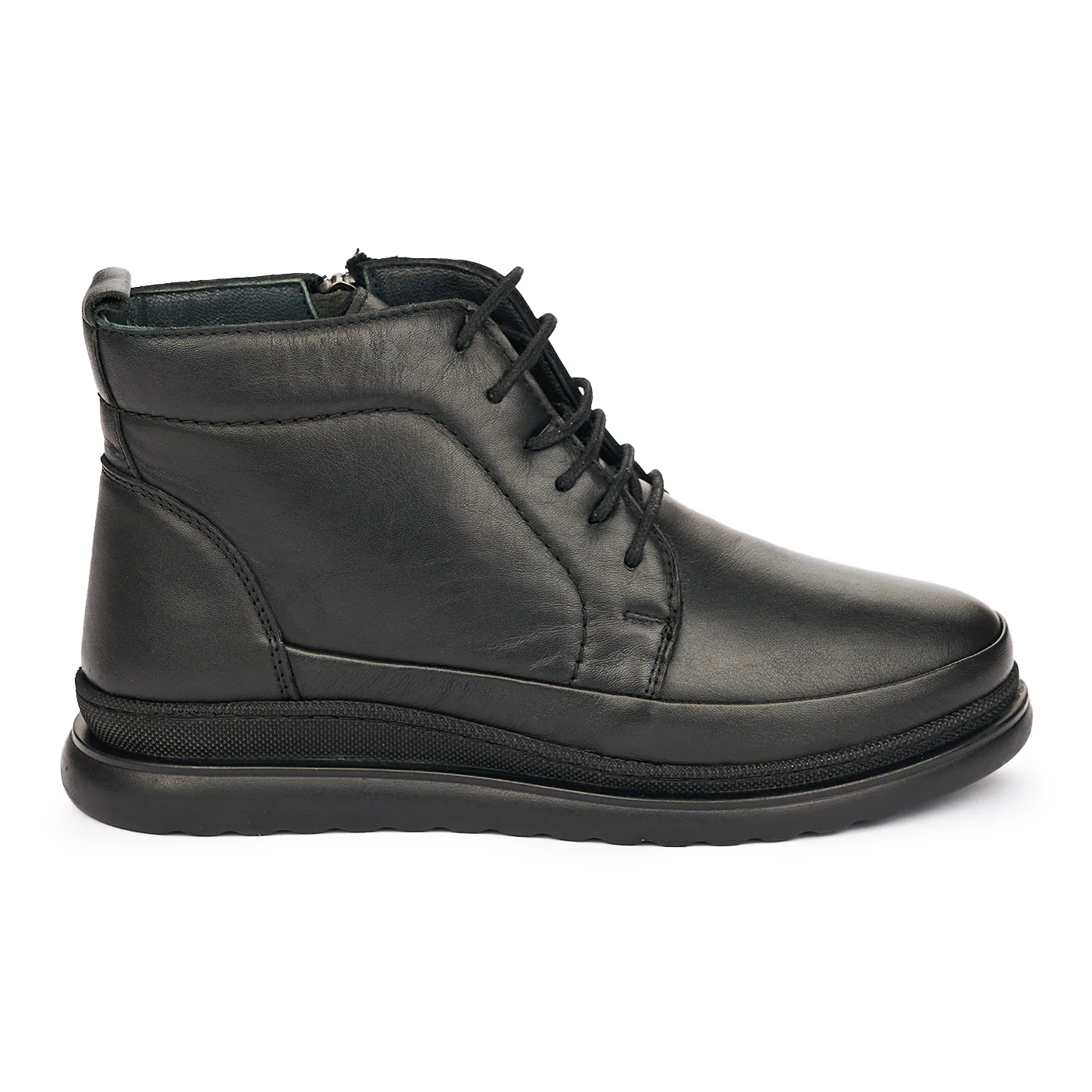 Ghete Negre cu Siret Dama din Piele Naturala Casual 10966