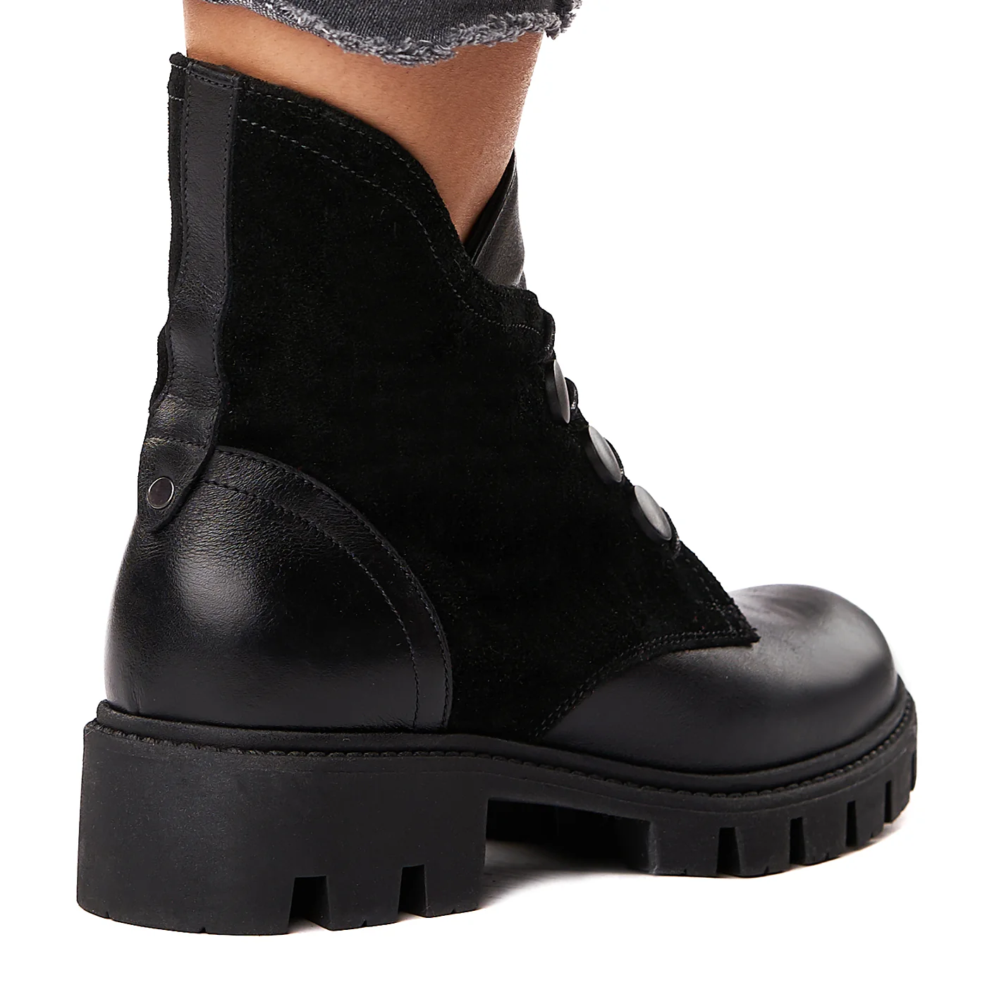 Ghete Negre Simple Dama din Piele Naturala 3566 - Image 4