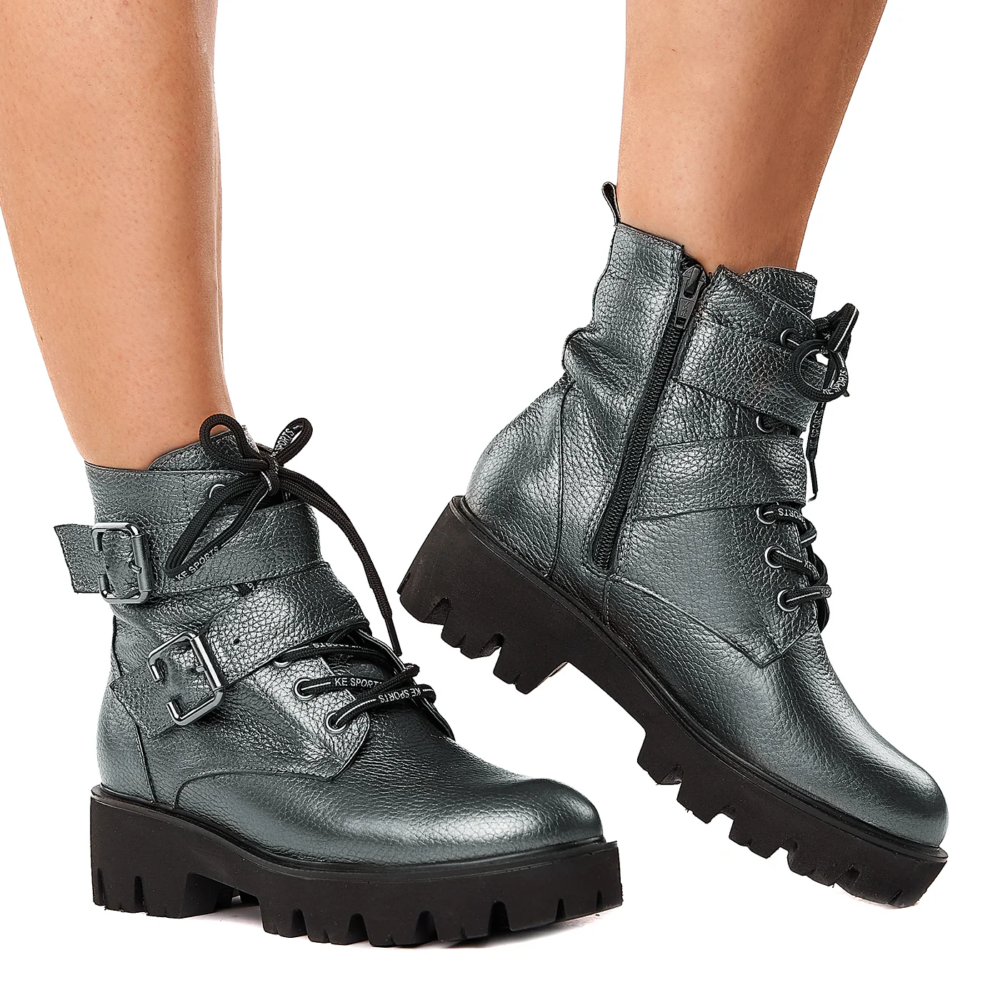 Ghete Piele Gri Sidef de Dama Toamna-Iarna 3745 - Image 2
