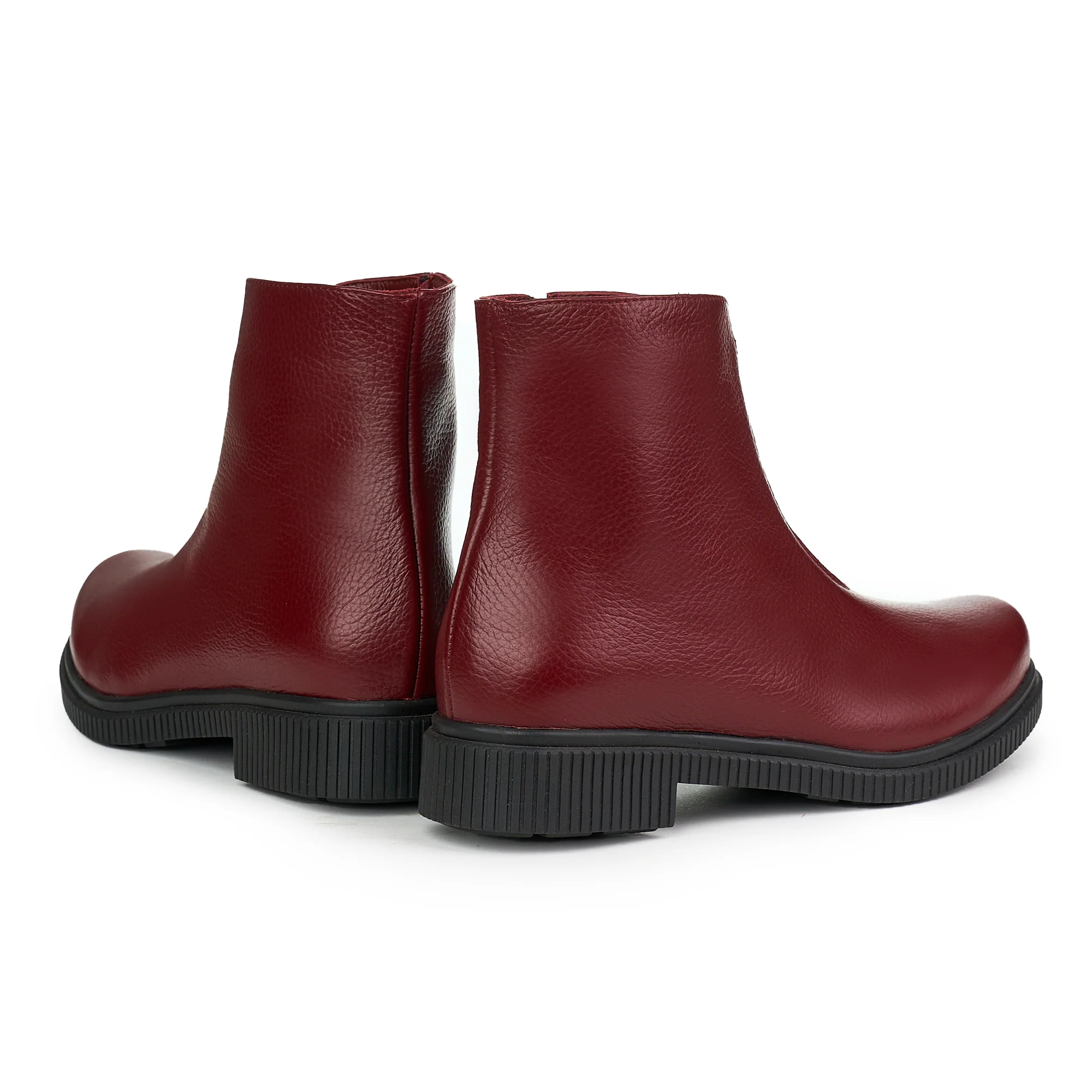 Ghete Piele Iarna Dama cu Fermoar Casual Visinii 12150 - Image 3