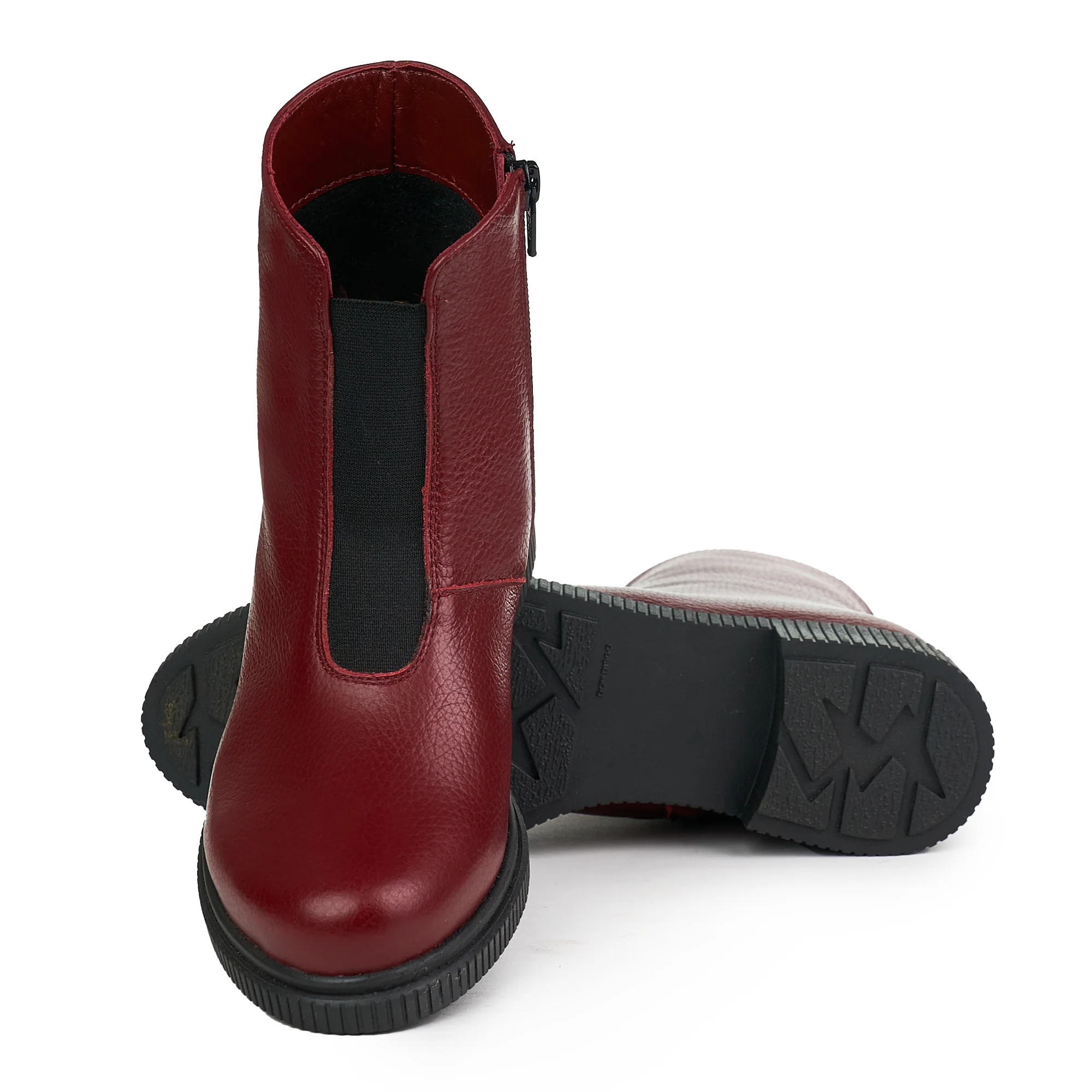 Ghete Piele Iarna Dama cu Fermoar Casual Visinii 12150 - Image 4