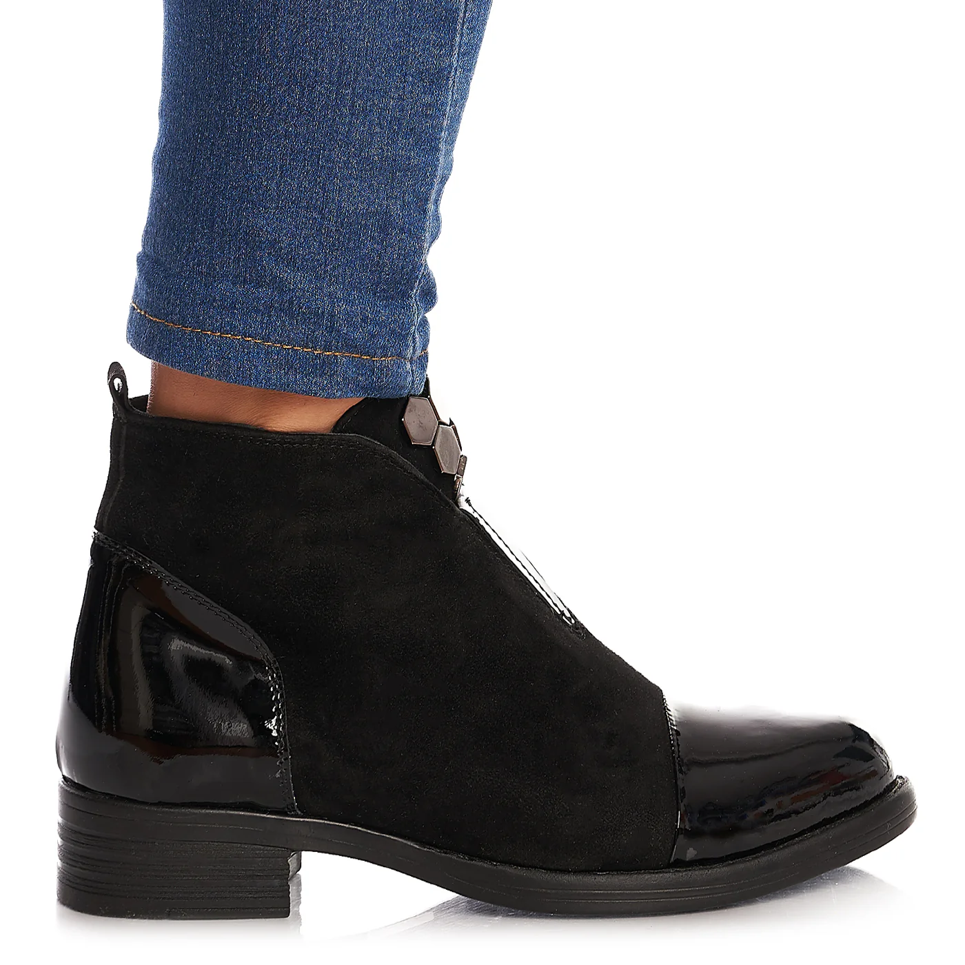 Ghete Piele Moale de Dama cu Toc 3 Cm Negre 3060