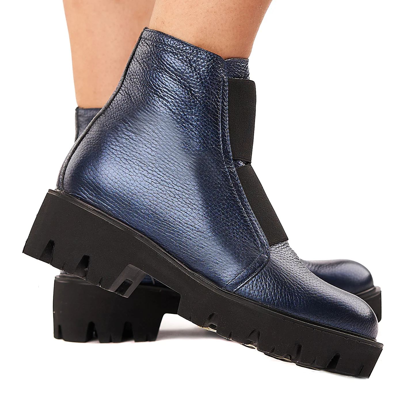 Ghete Piele Naturala Albastre 3392