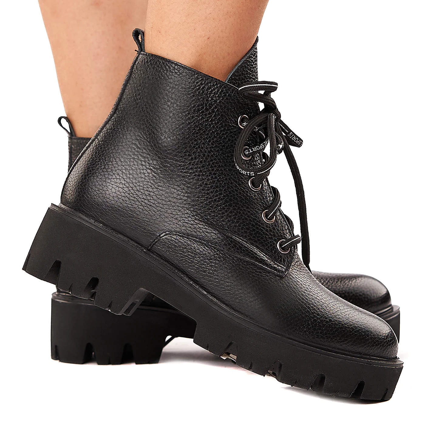 Ghete Piele Naturala Negre 3427