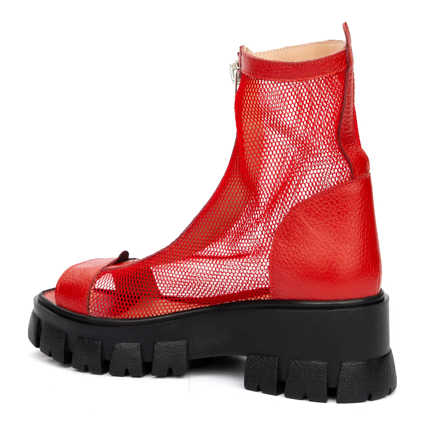 Ghete Rosii Dama din Piele Naturala 8659 - Image 3