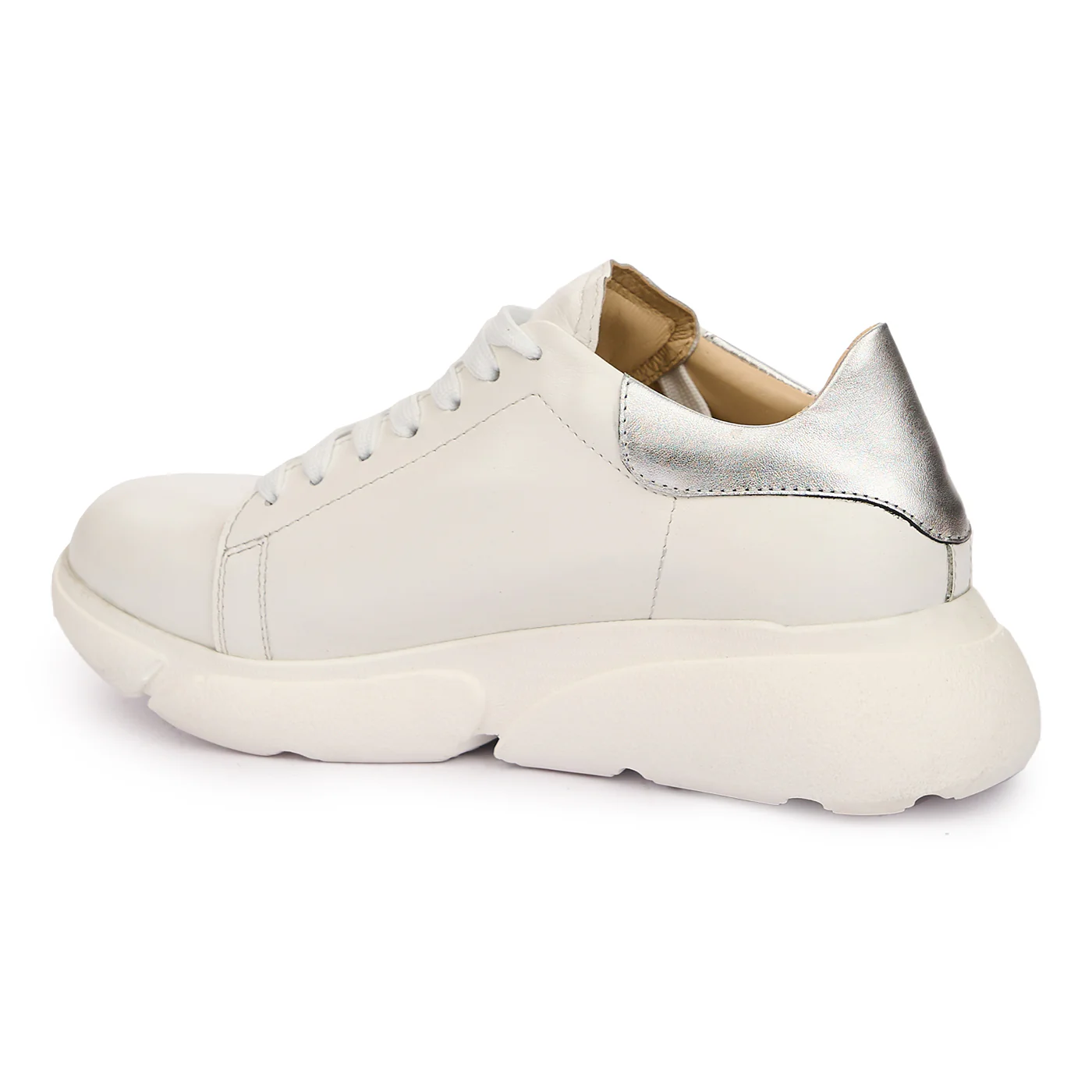 Pantofi Albi Piele Dama Casual cu Siret 10026 - Image 3