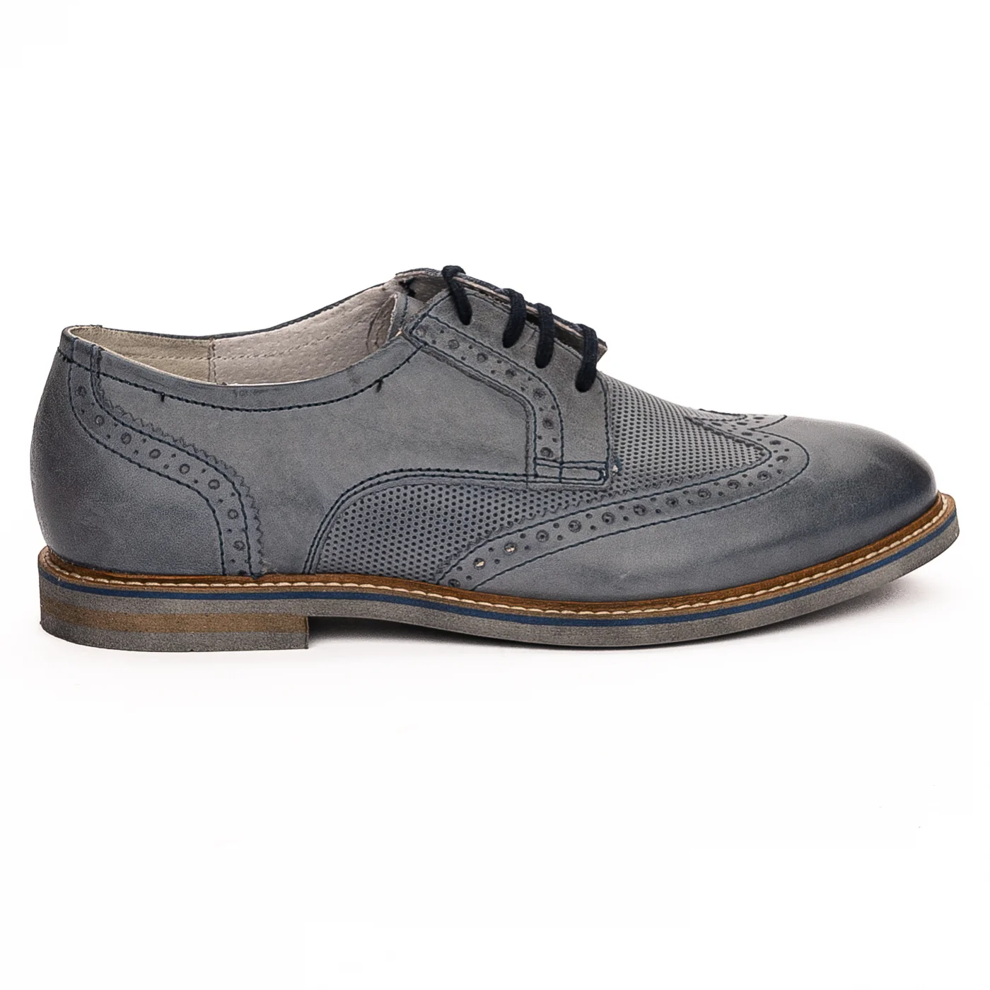 Pantofi barbati din piele naturala albastru 7481