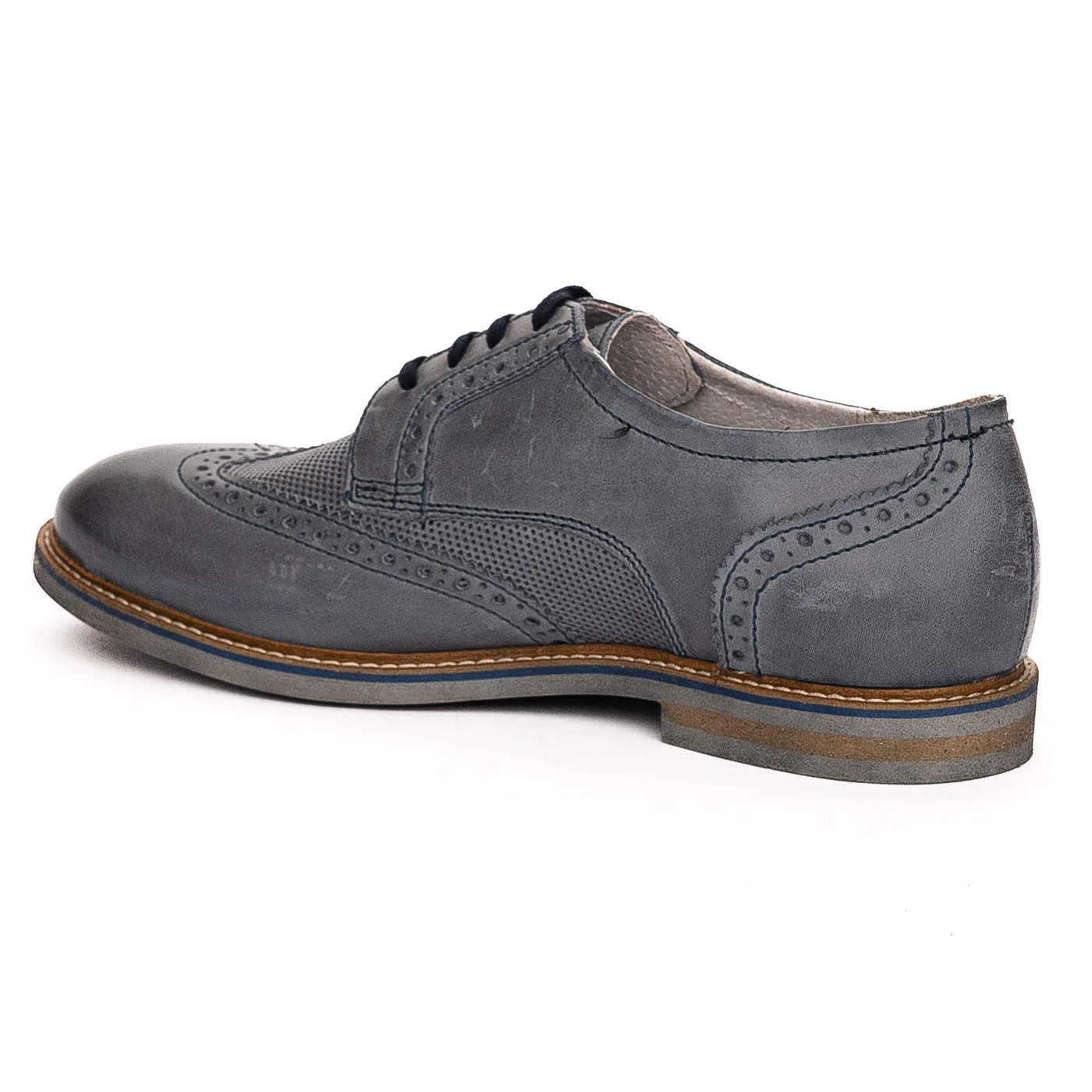 Pantofi barbati din piele naturala albastru 7481 - Image 2