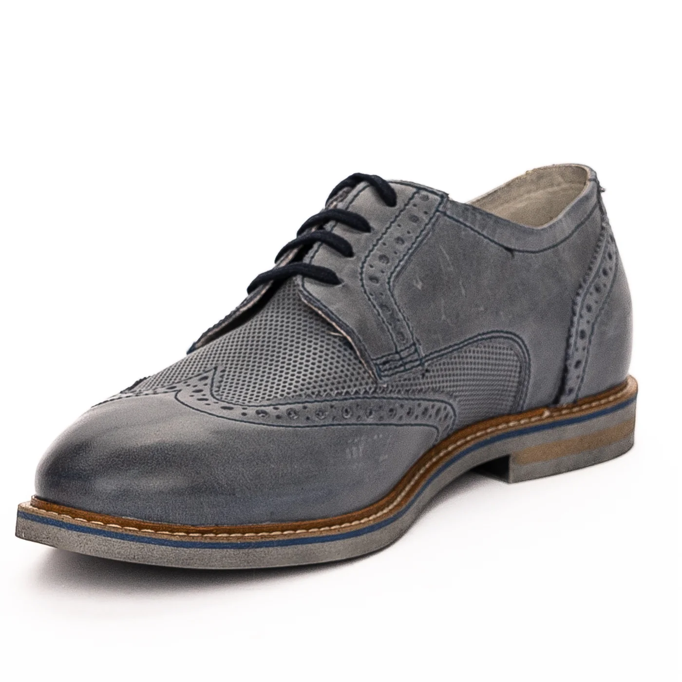 Pantofi barbati din piele naturala albastru 7481 - Image 3