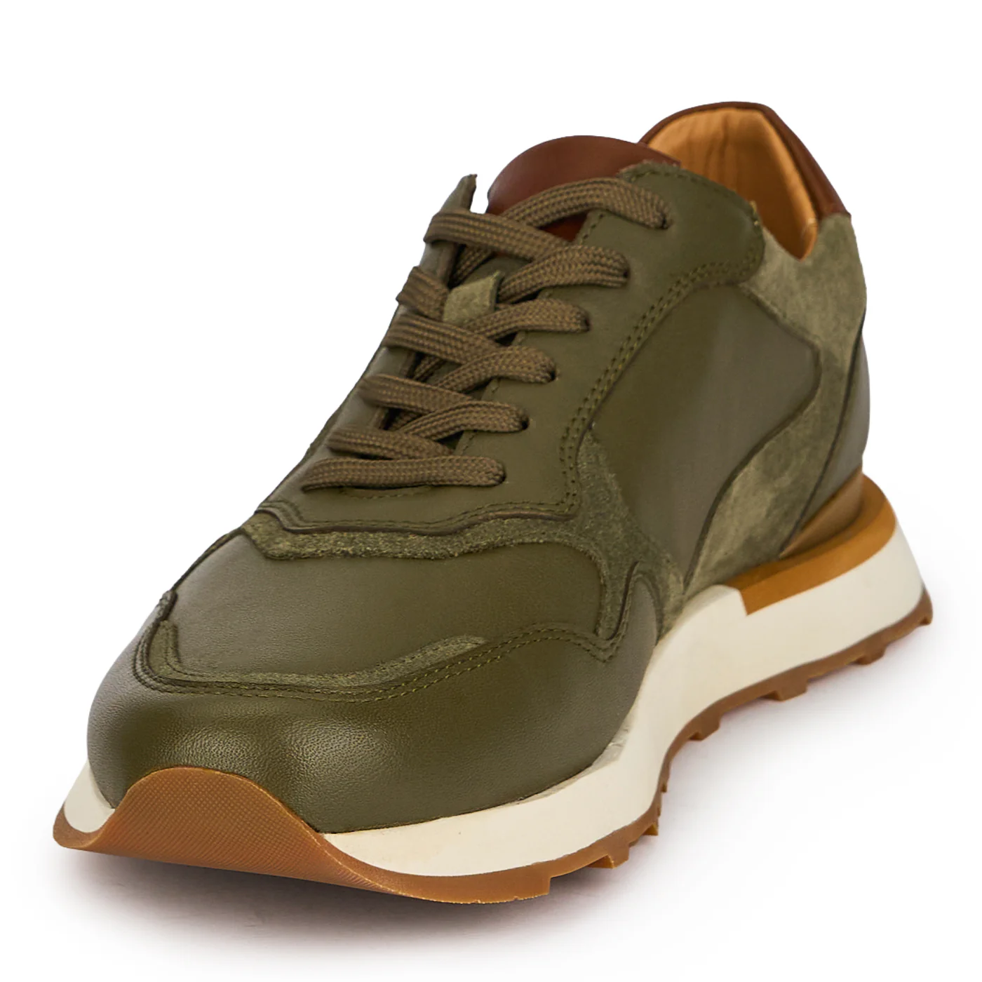 Pantofi barbati din piele naturala kaki 20147 - Image 3