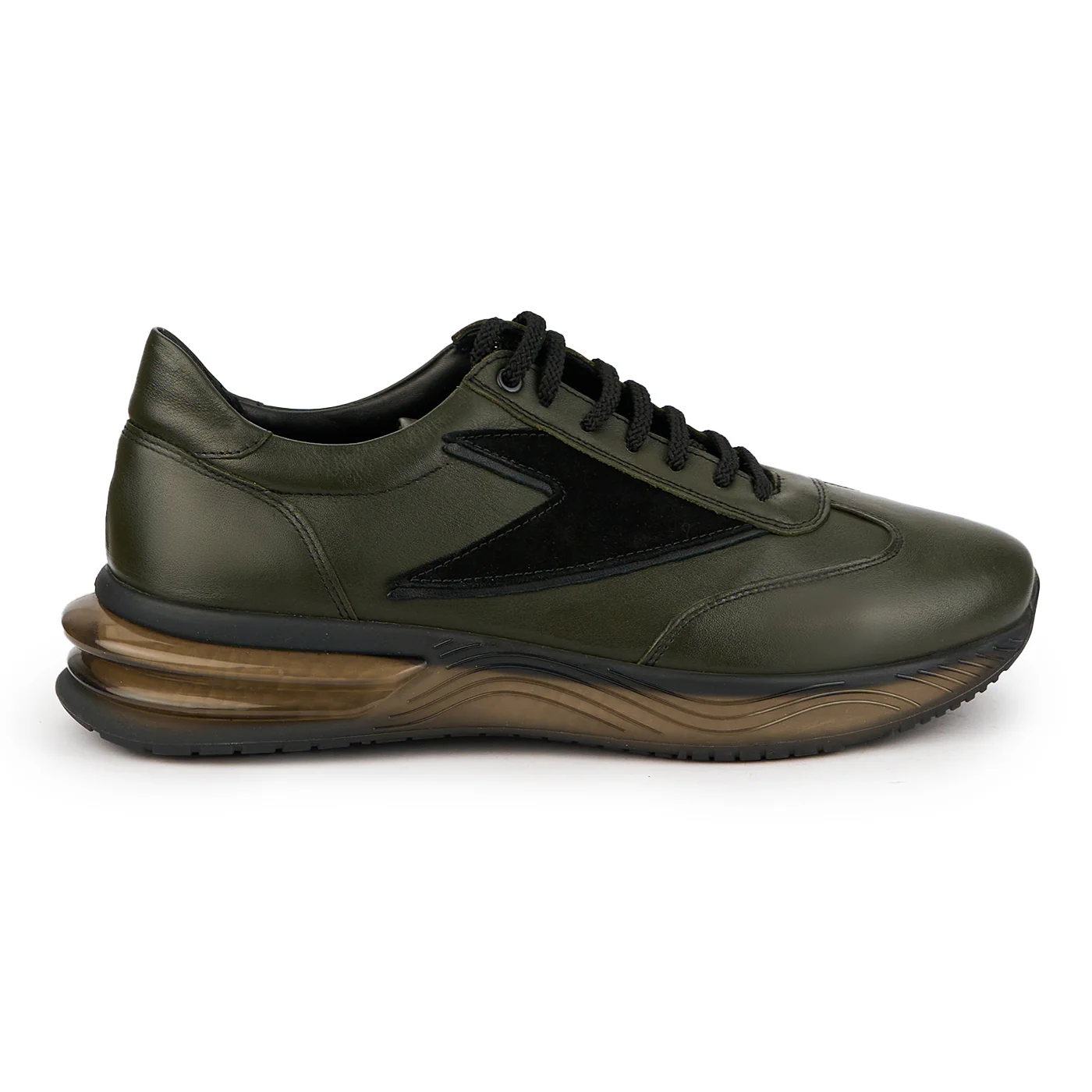 Pantofi barbati din piele naturala verde - kaki 7614