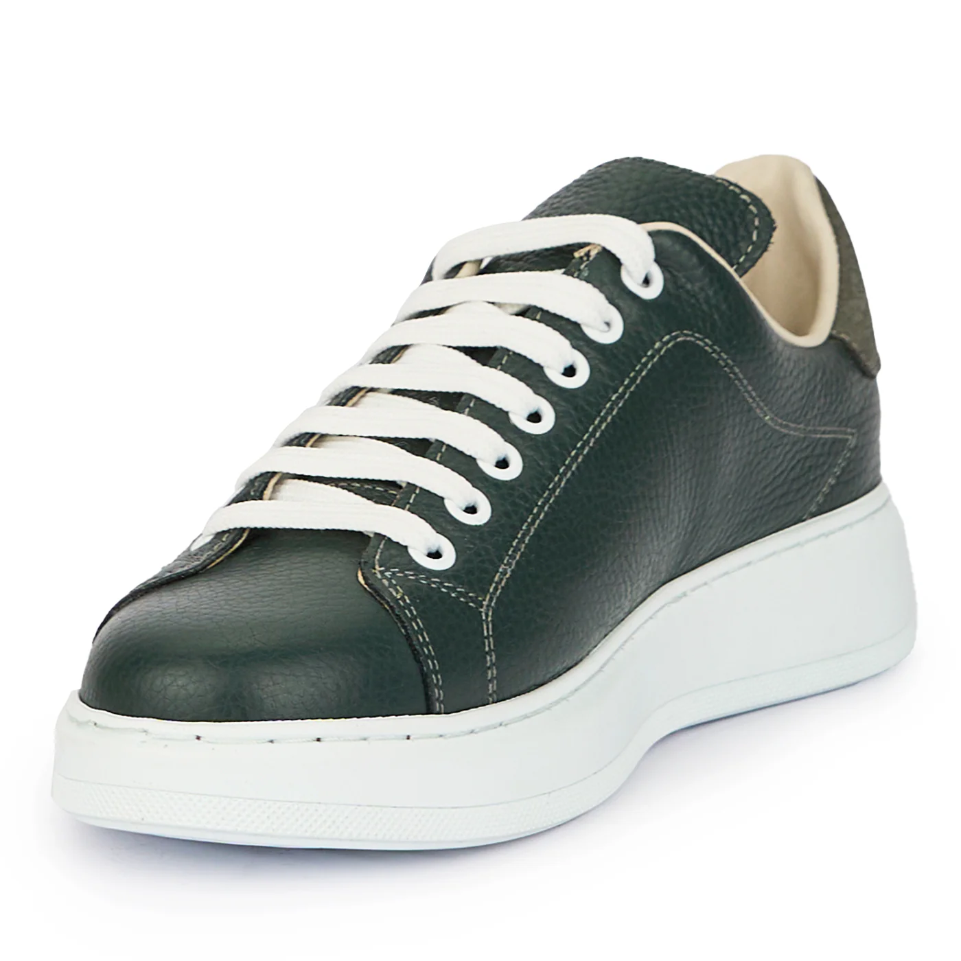 Pantofi barbati din piele naturala verde-kaki 7639 - Image 3