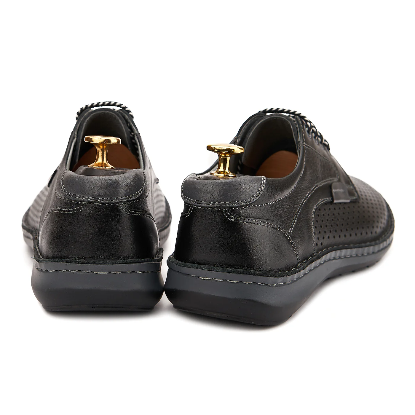 Pantofi Barbati Piele Perforata Neagra 0161 - Image 2