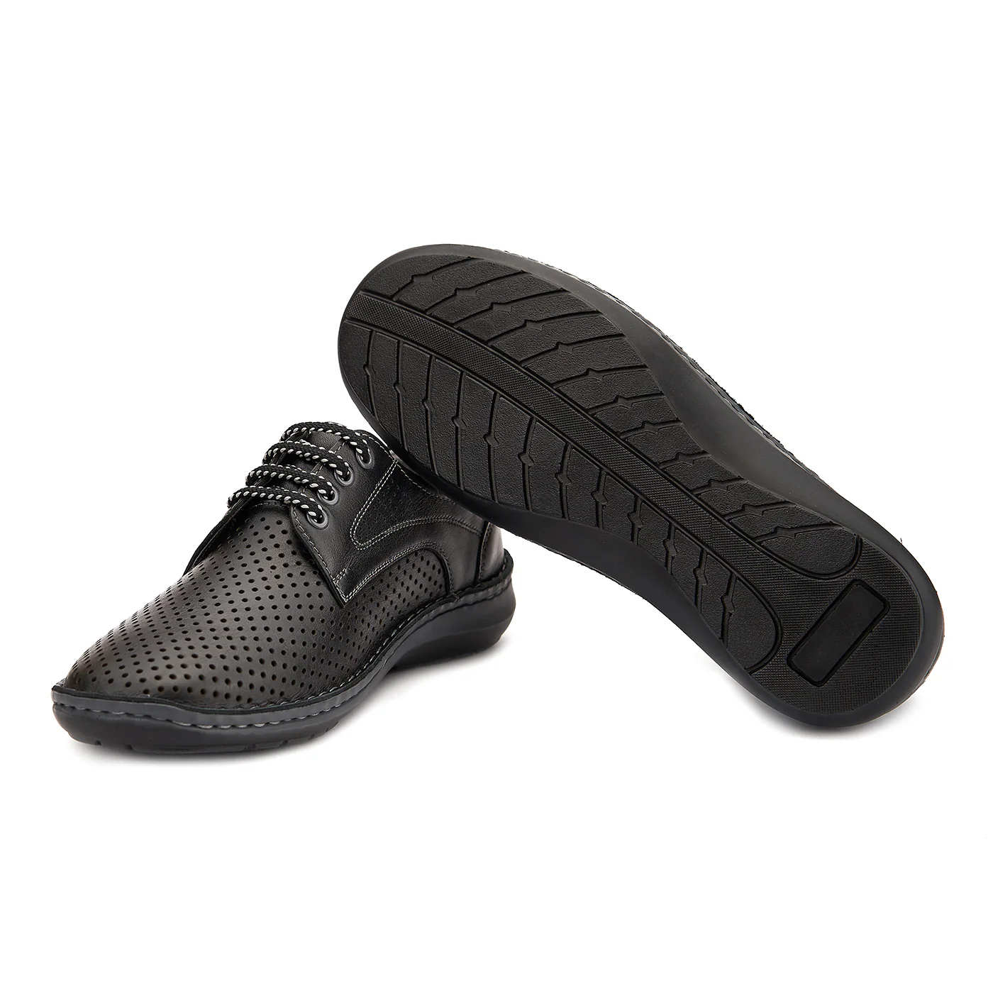 Pantofi Barbati Piele Perforata Neagra 0161 - Image 3