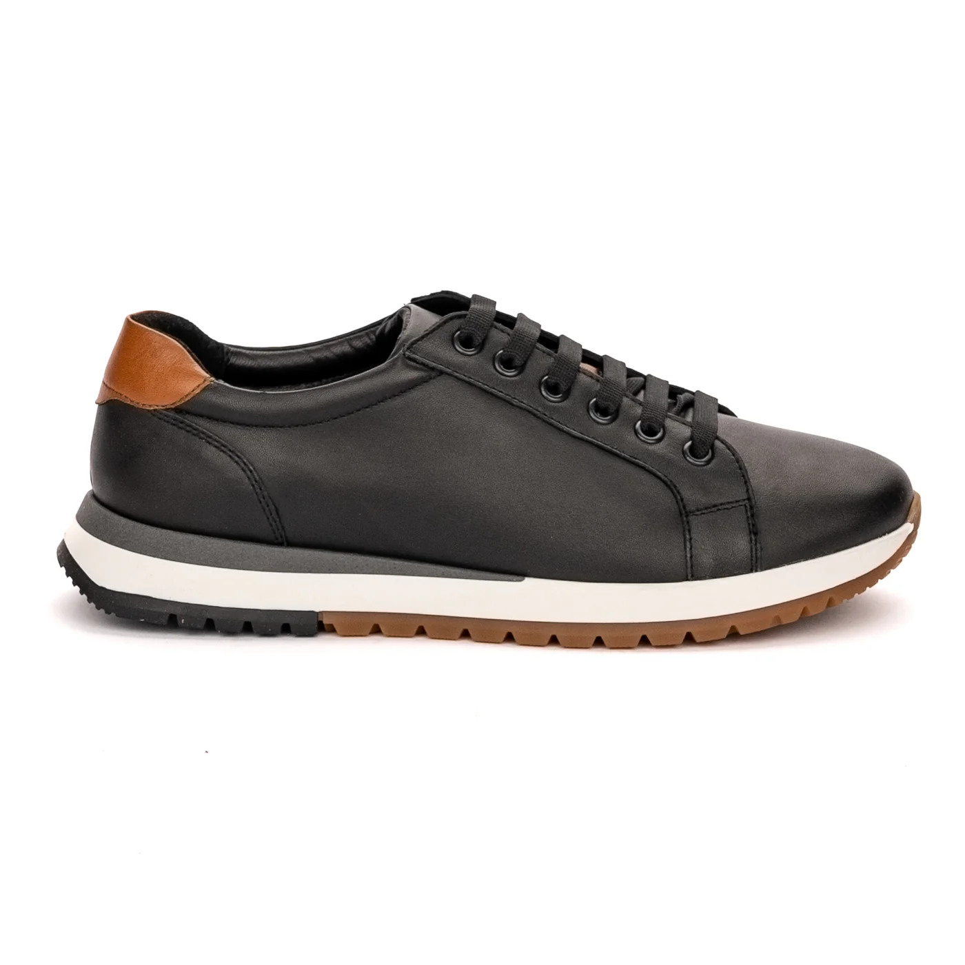 Pantofi casual barbati din piele naturala neagra 7492
