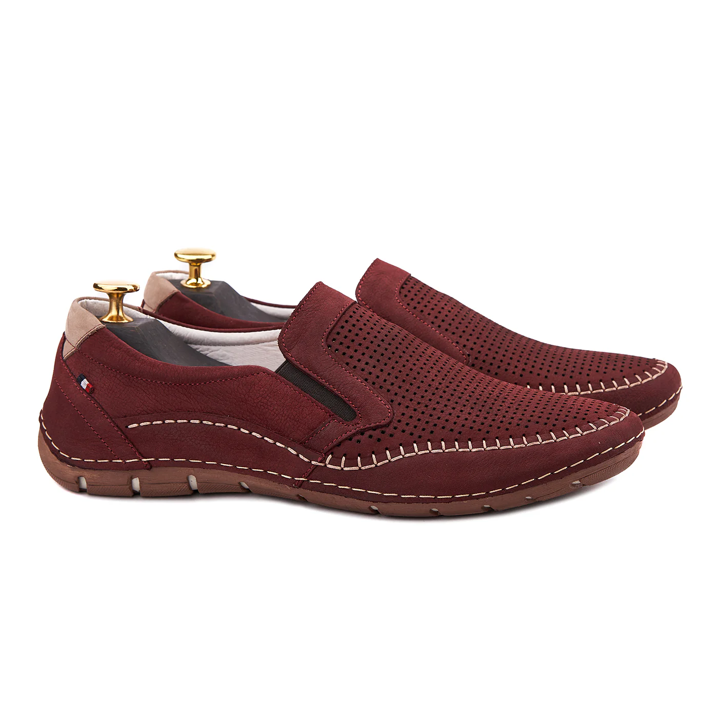 Pantofi Casual Barbati Piele Intoarsa Grena 0112