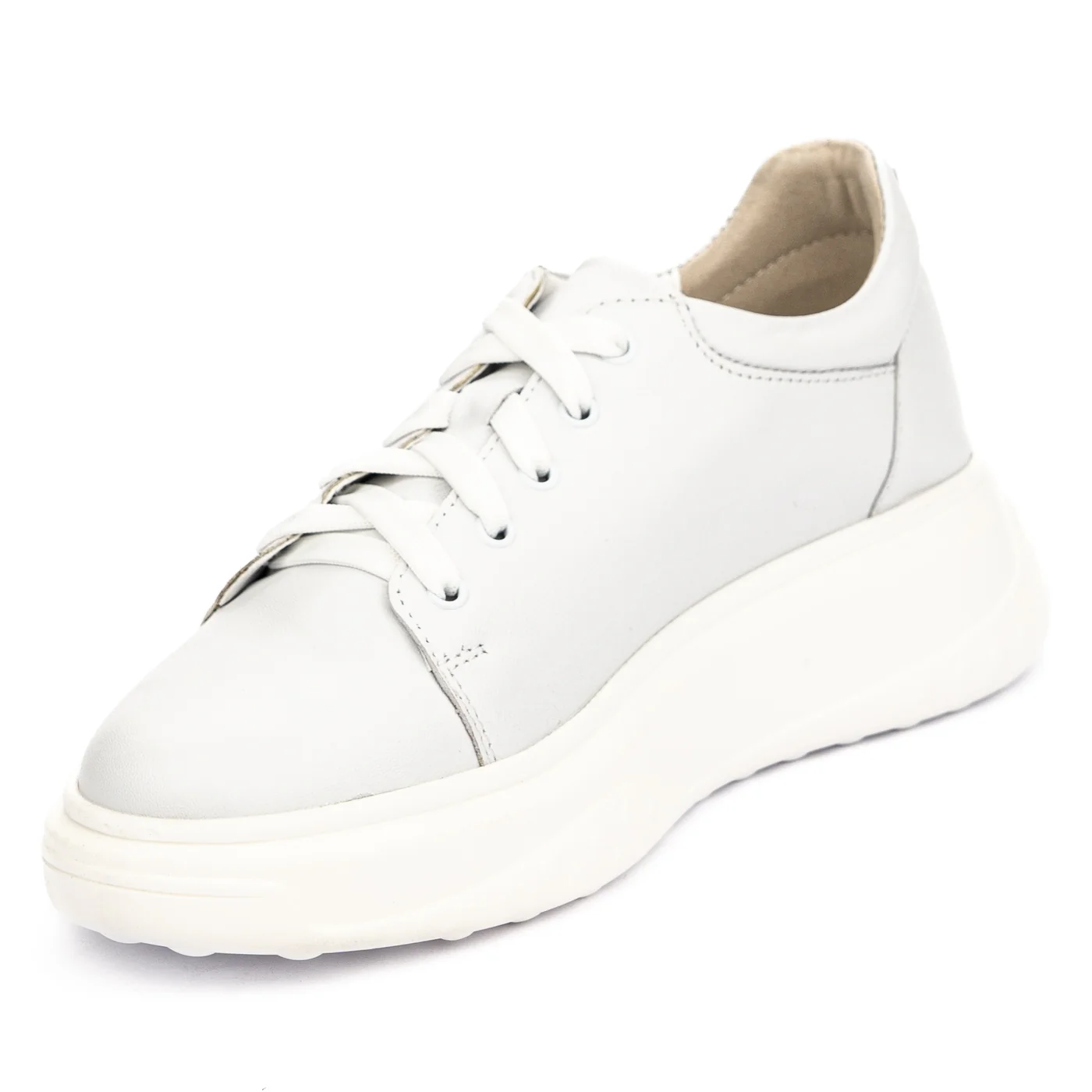 Pantofi casual dama din piele naturala alb 13122 - Image 3