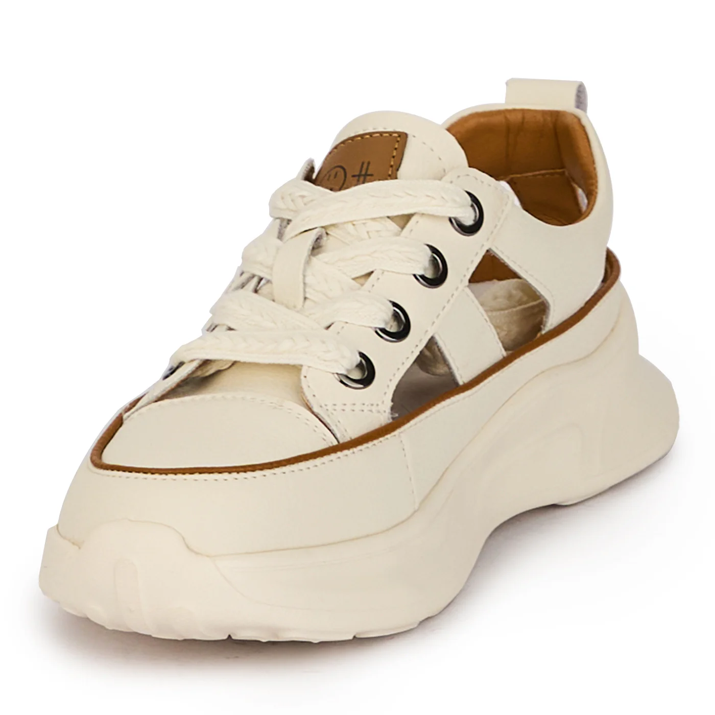 Pantofi casual dama din piele naturala alba decupati lateral 18246 - Image 4