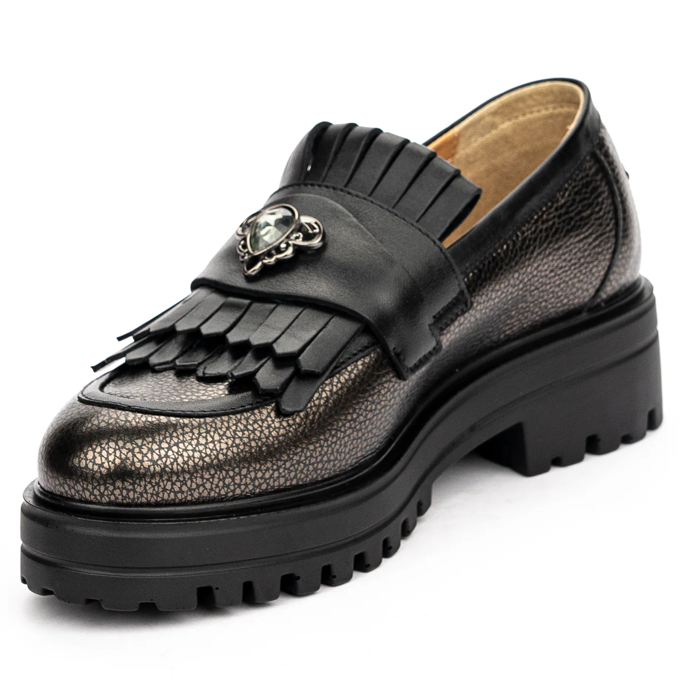 Pantofi casual dama din piele naturala argintii 13129 - Image 3
