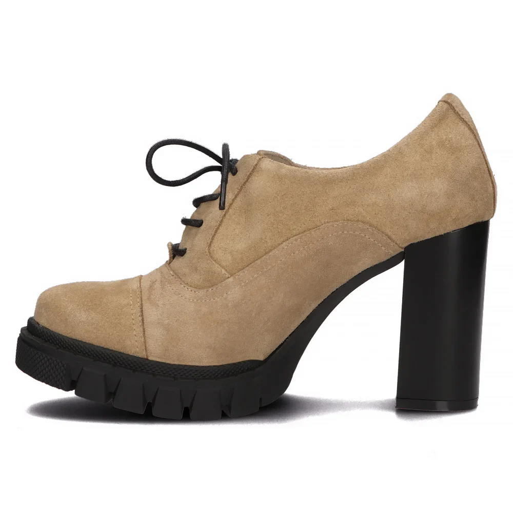Pantofi casual dama din piele naturala bej 14528 - Image 2