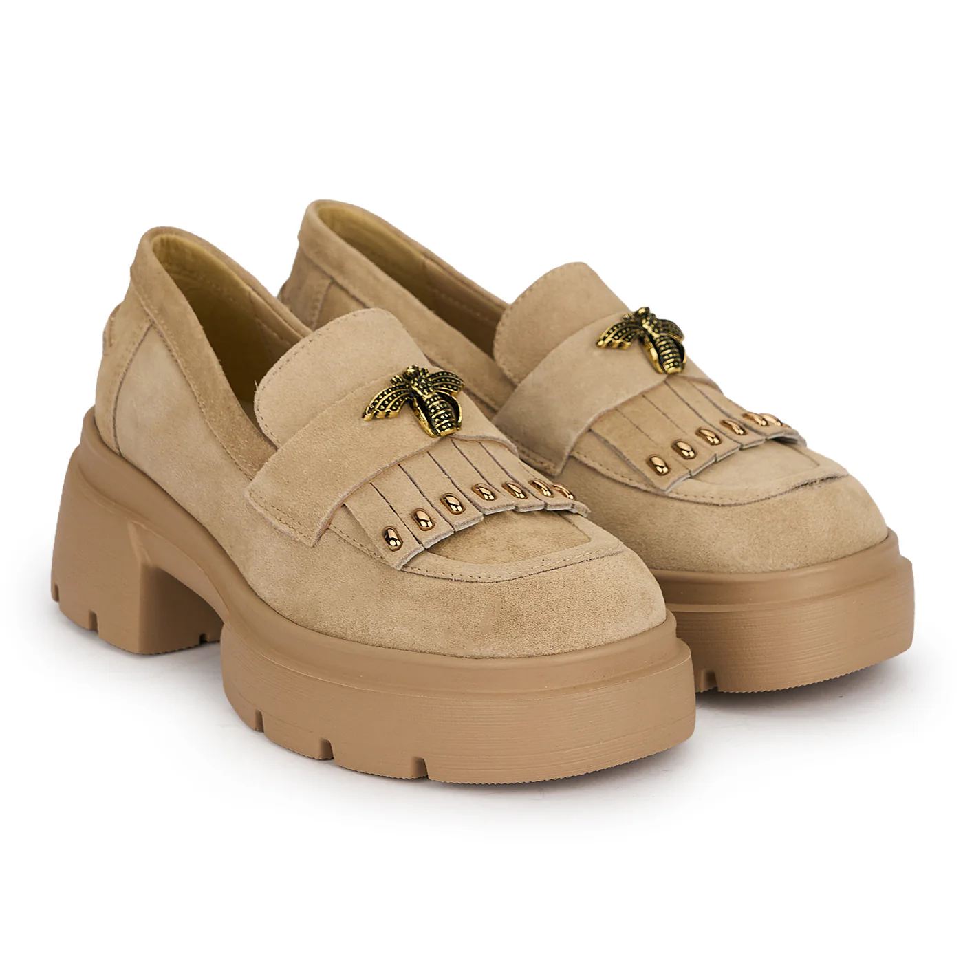 Pantofi casual dama din piele naturala bej 19681