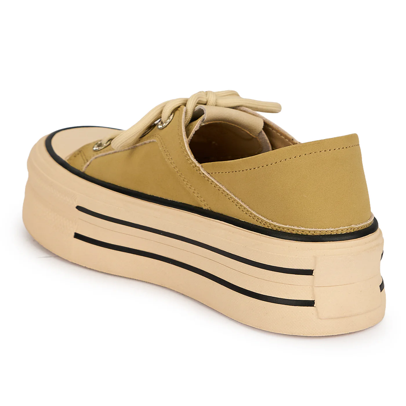 Pantofi casual dama din piele naturala bej cu talpa inalta 4.5 cm 19659 - Image 2