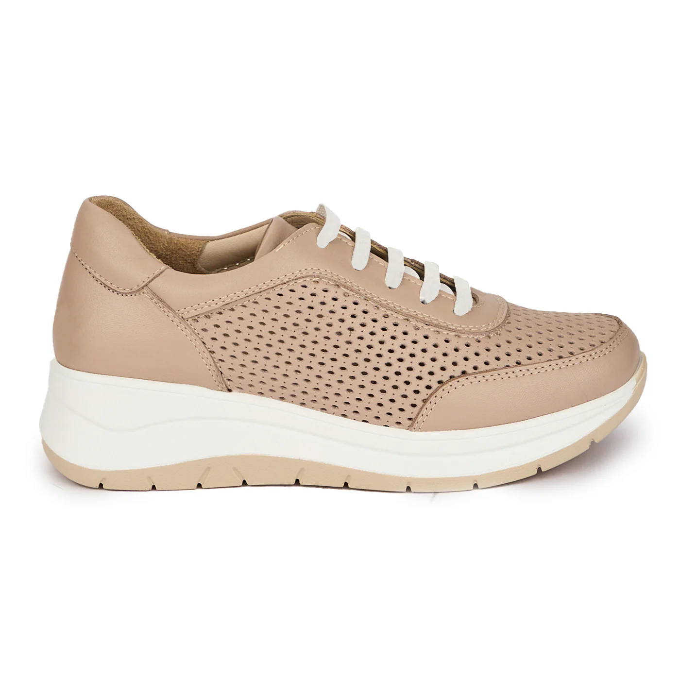Pantofi casual dama din piele naturala crem 18007