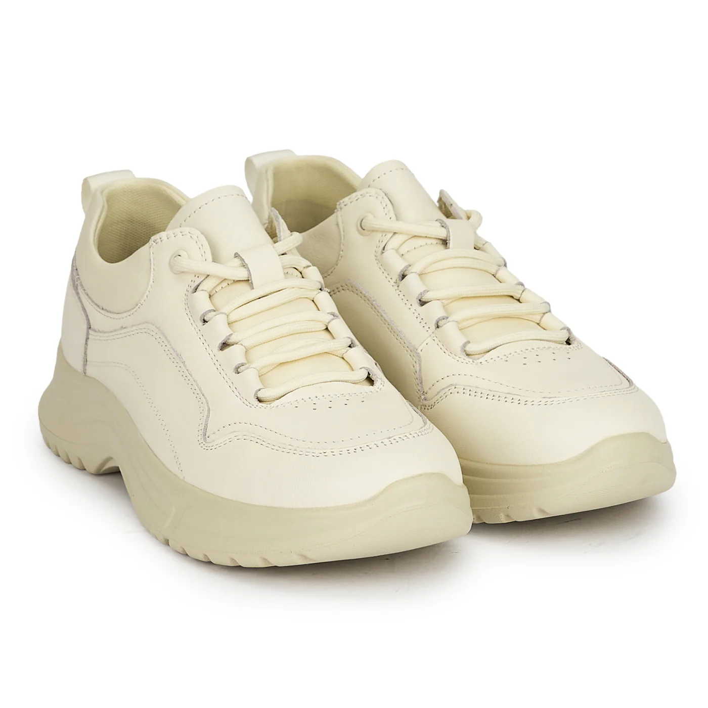 Pantofi casual dama din piele naturala crem 19242 - Image 4