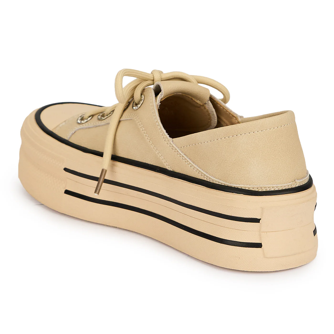 Pantofi casual dama din piele naturala crem cu talpa inalta 4.5 cm 19660 - Image 2