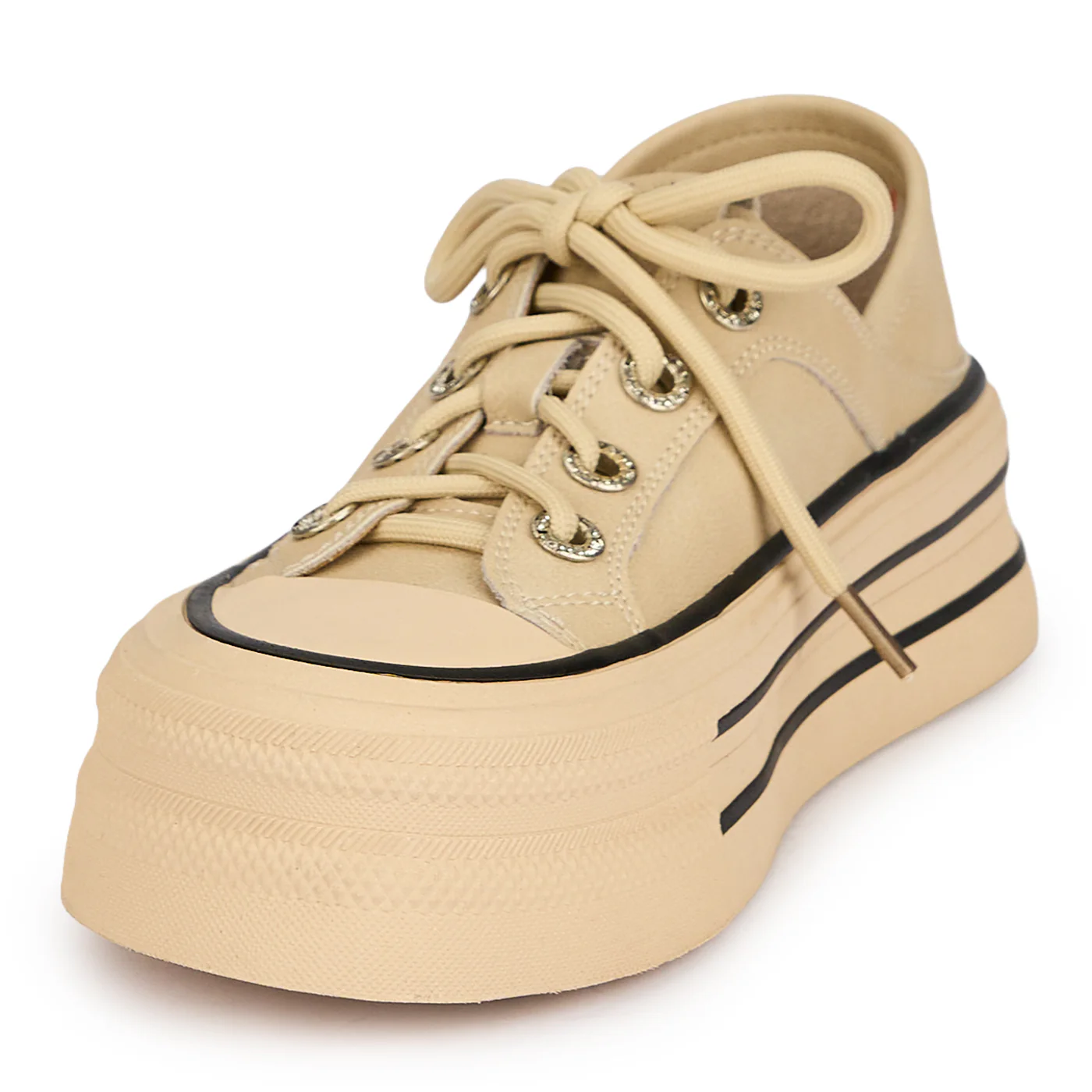 Pantofi casual dama din piele naturala crem cu talpa inalta 4.5 cm 19660 - Image 3