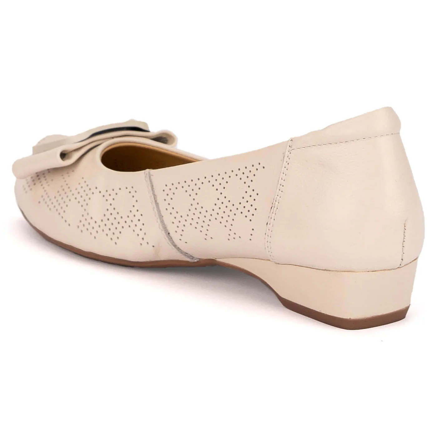 Pantofi dama din piele naturala crem cu toc mic 3 cm 18794 - Image 2