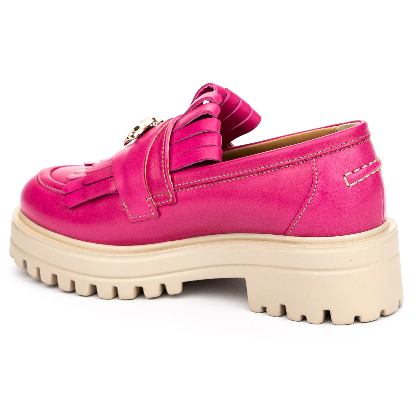 Pantofi casual dama din piele naturala fucsia 13130 - Image 2