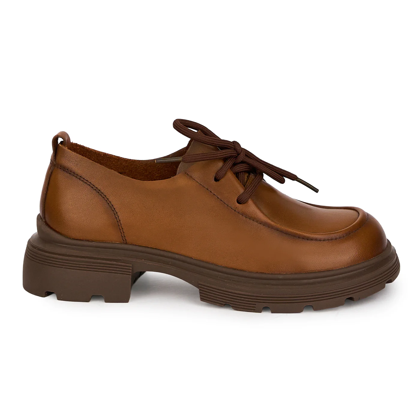 Pantofi casual dama din piele naturala maro cu siret 18734
