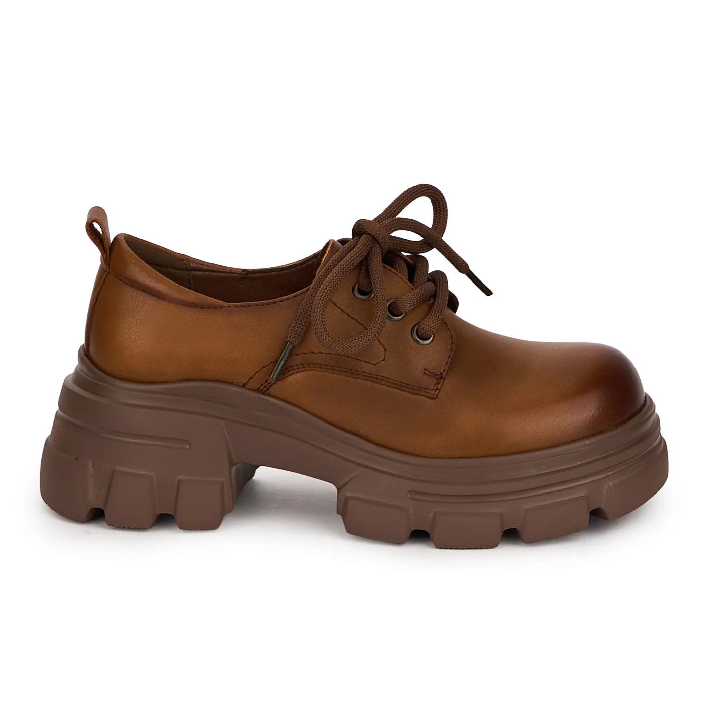 Pantofi casual dama din piele naturala maro cu siret 18739