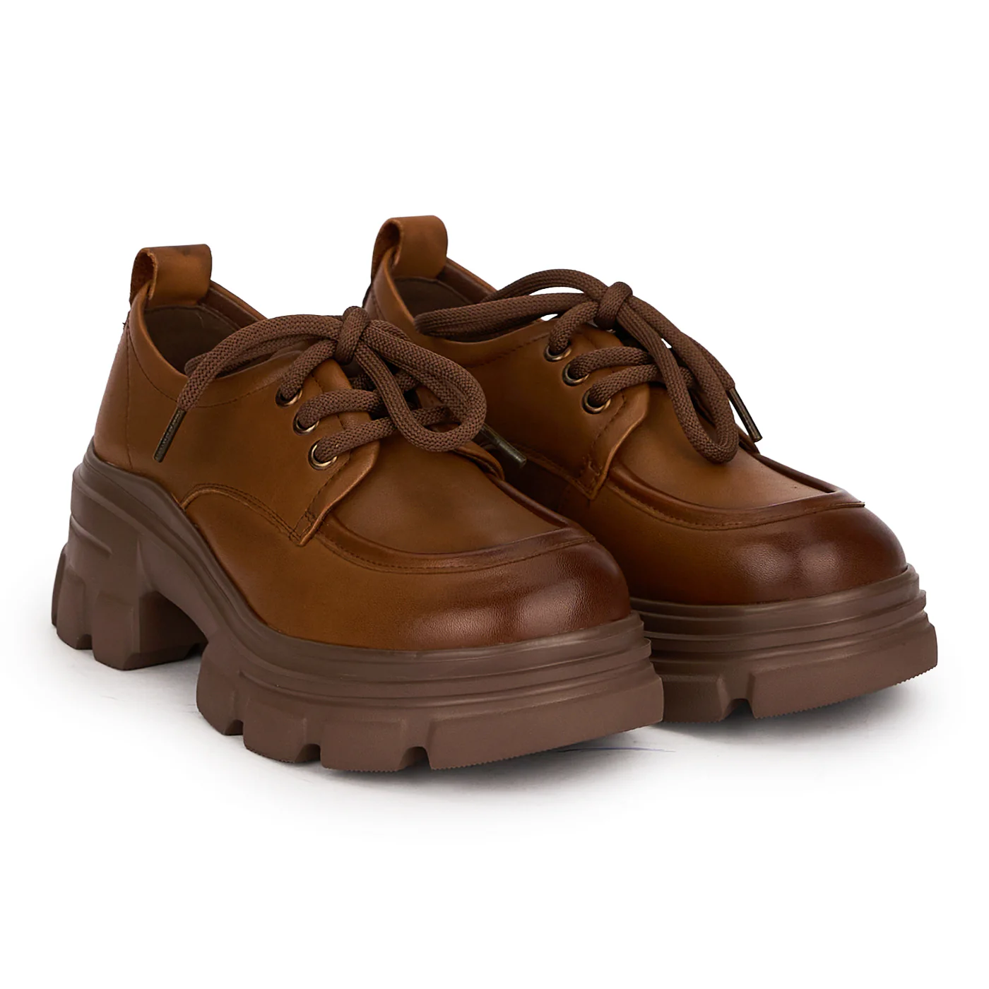 Pantofi casual dama din piele naturala maro cu siret 18740 - Image 4