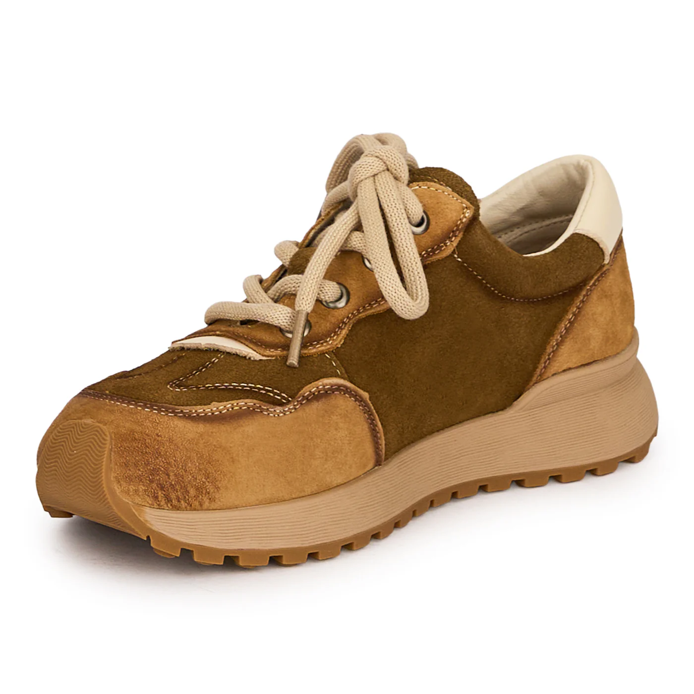 Pantofi casual dama din piele naturala maro cu siret 18748 - Image 3